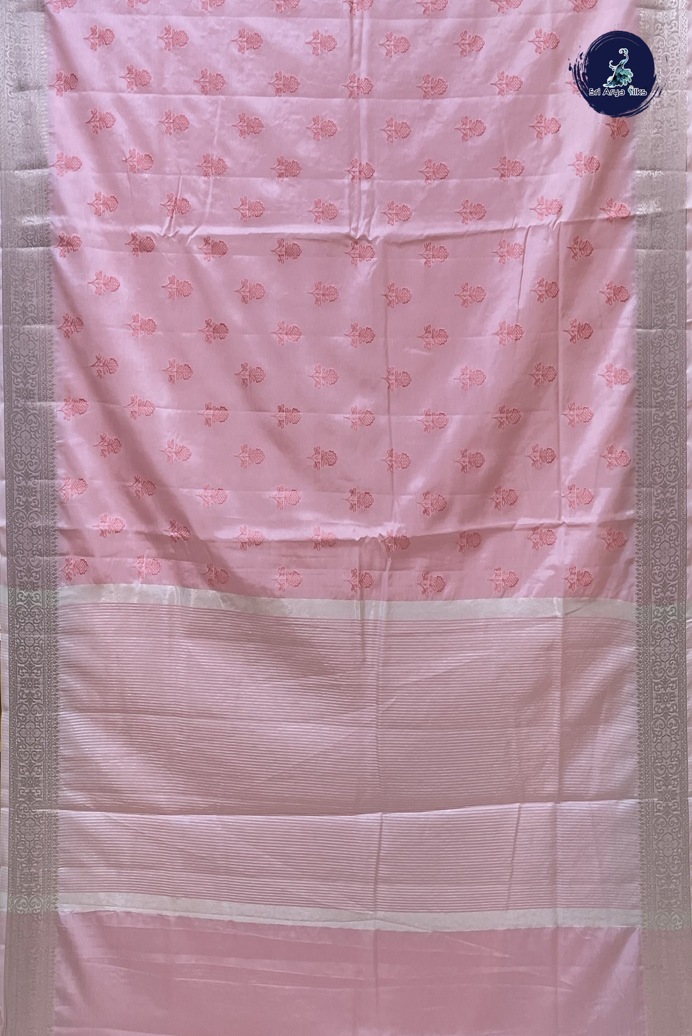 Peach Pink Katan Silk With Embroidery Pattern