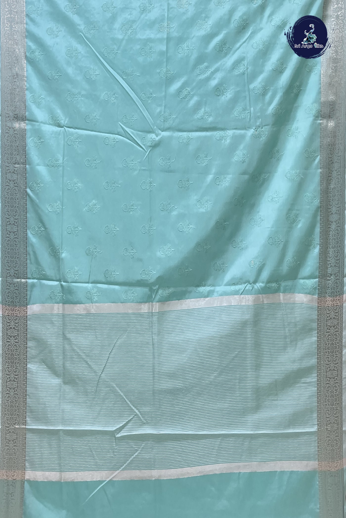 Sea Green Katan Silk With Embroidery Pattern