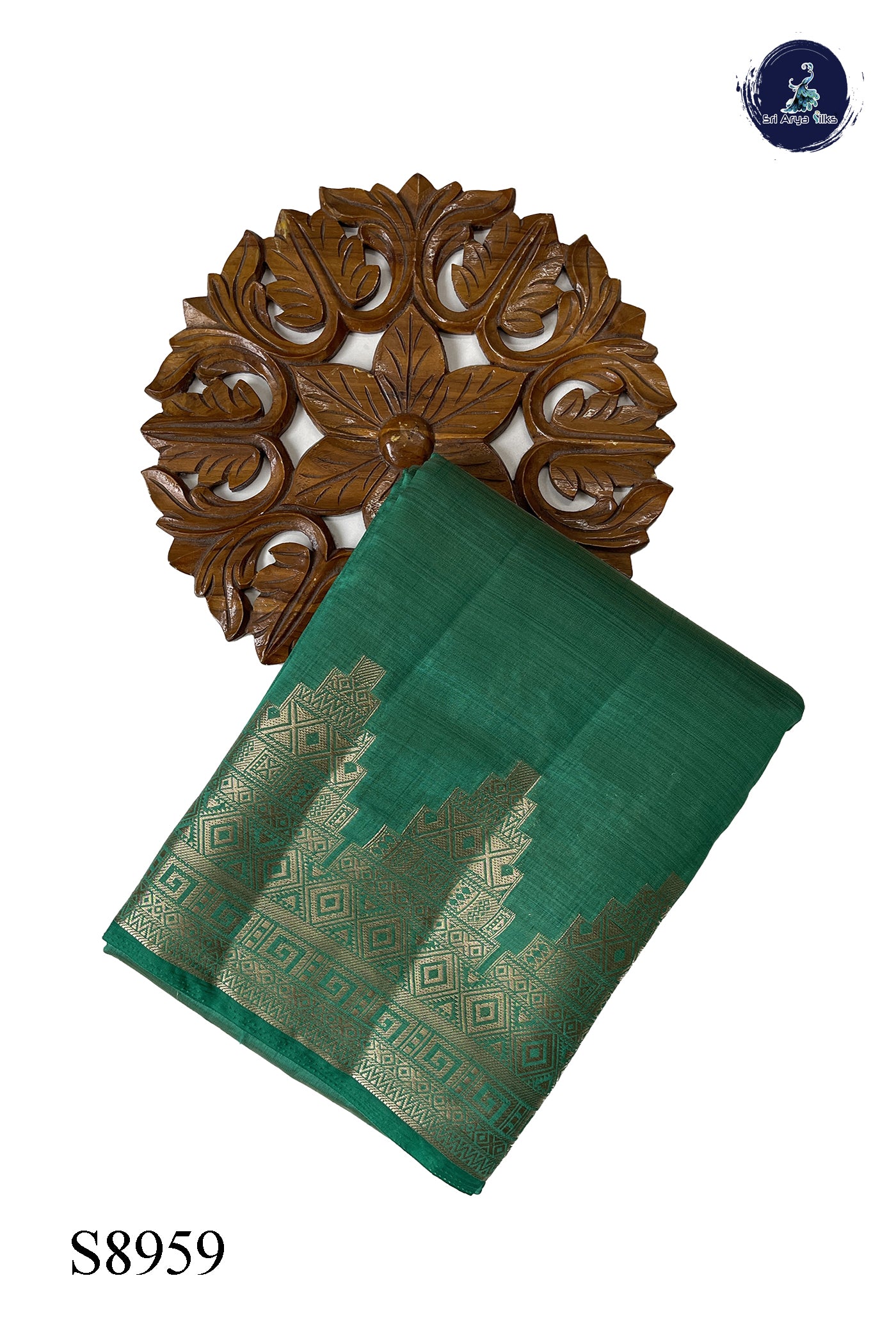 Green Semi Tussar Saree With Plain Pattern