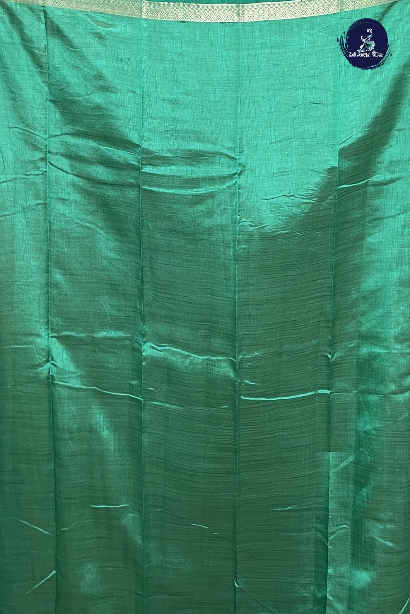 Green Semi Tussar Saree With Plain Pattern