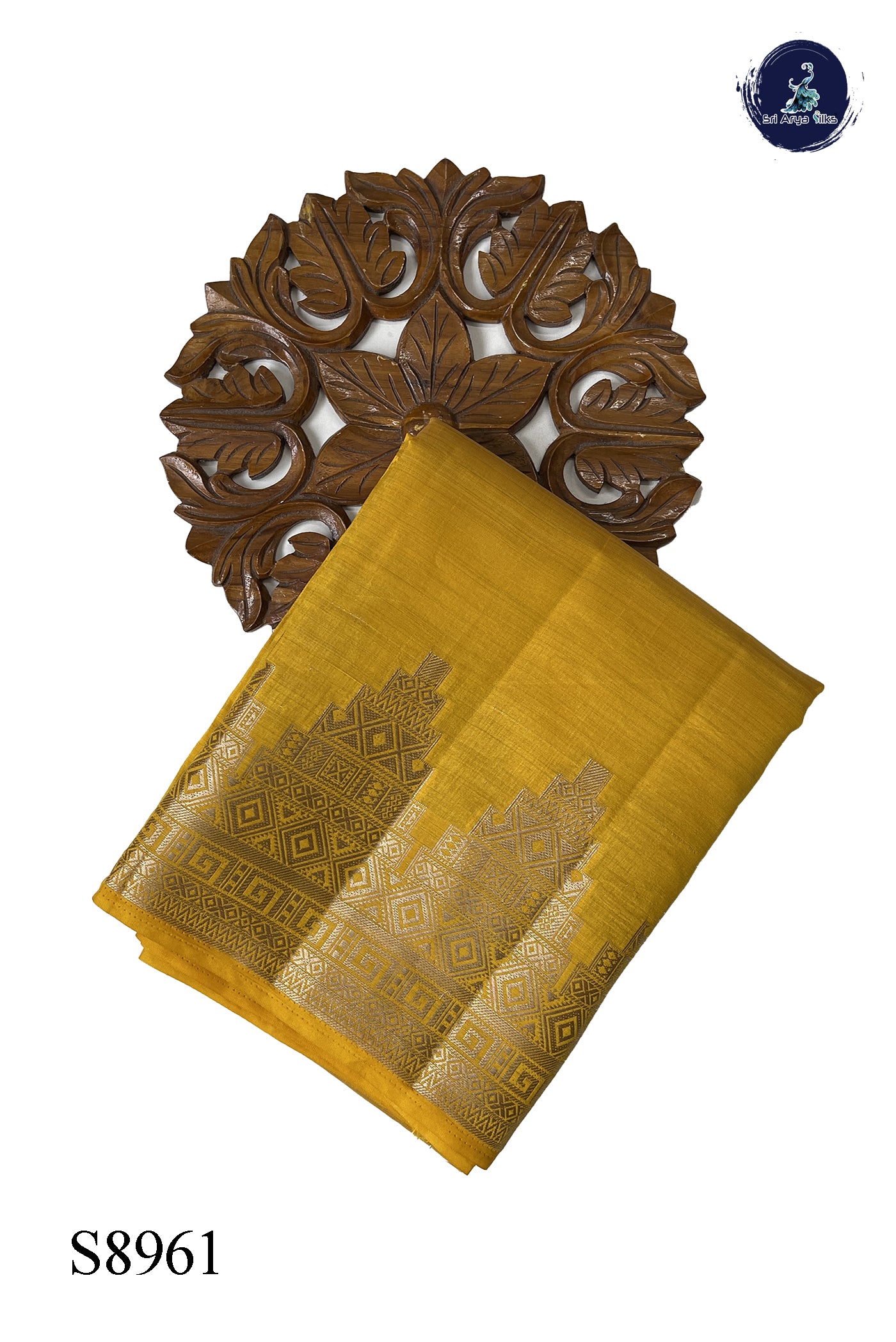 Yellow Semi Tussar Saree With Plain Pattern