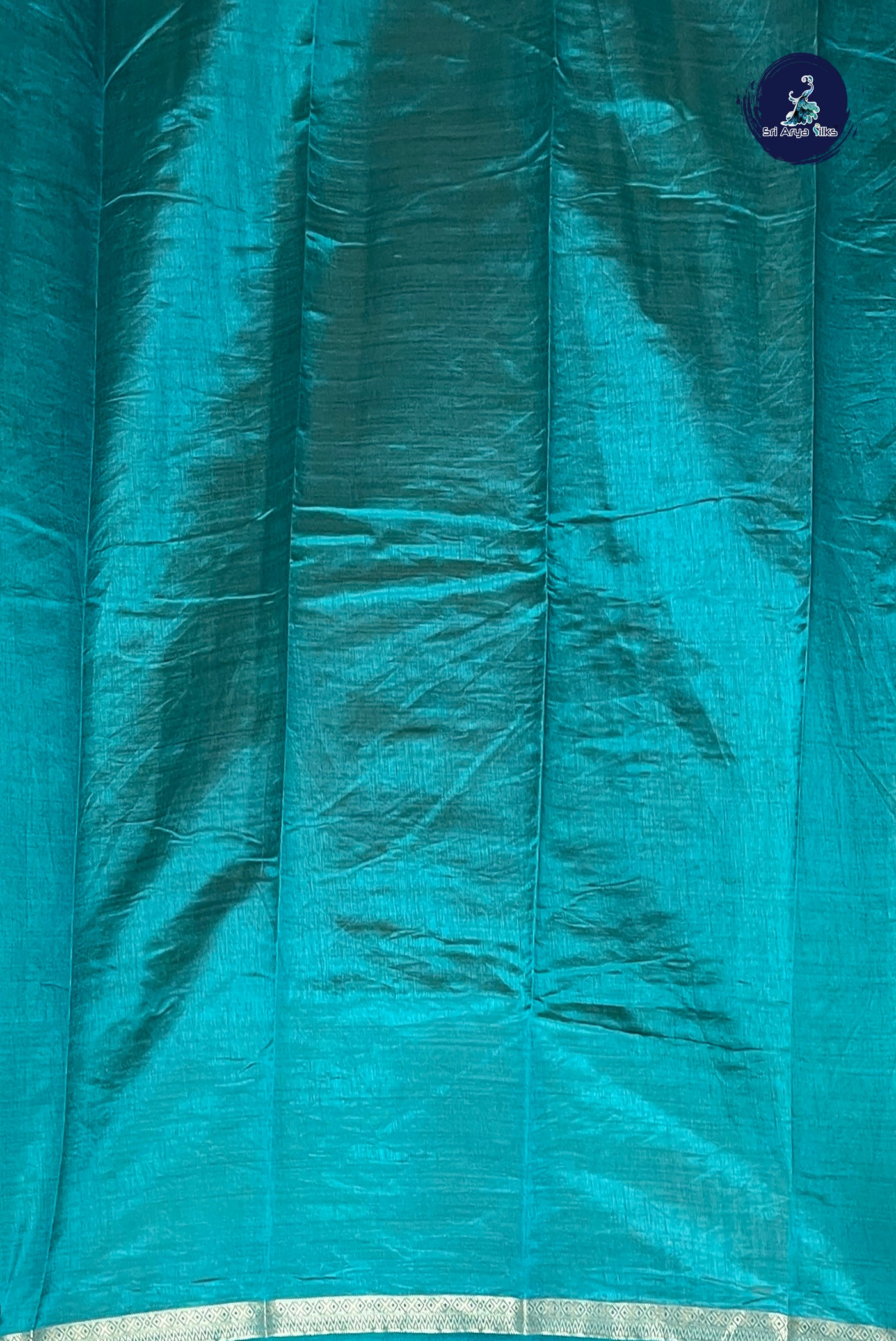 Teal Semi Tussar Saree With Plain Pattern