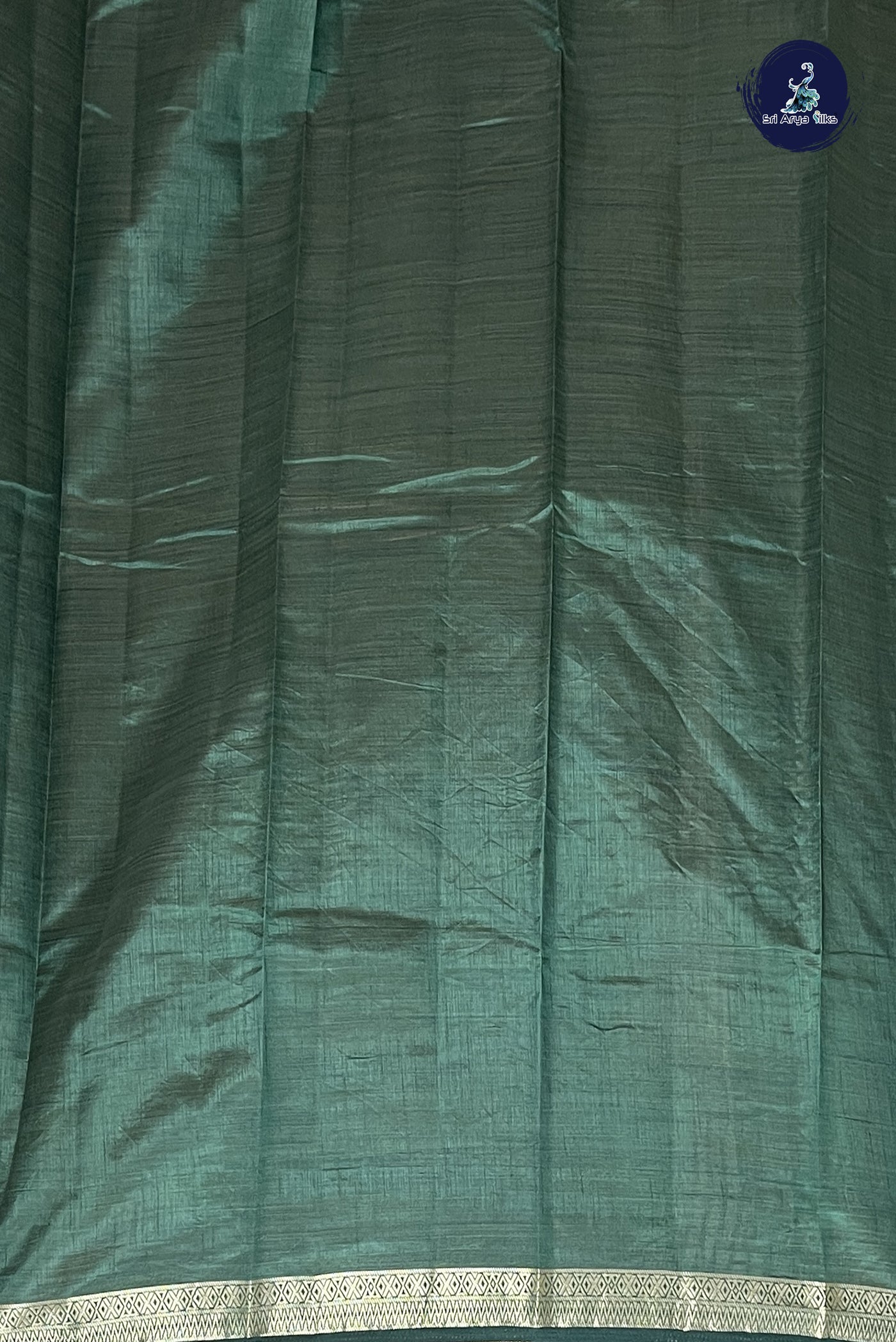 Dark Green Semi Tussar Saree With Plain Pattern