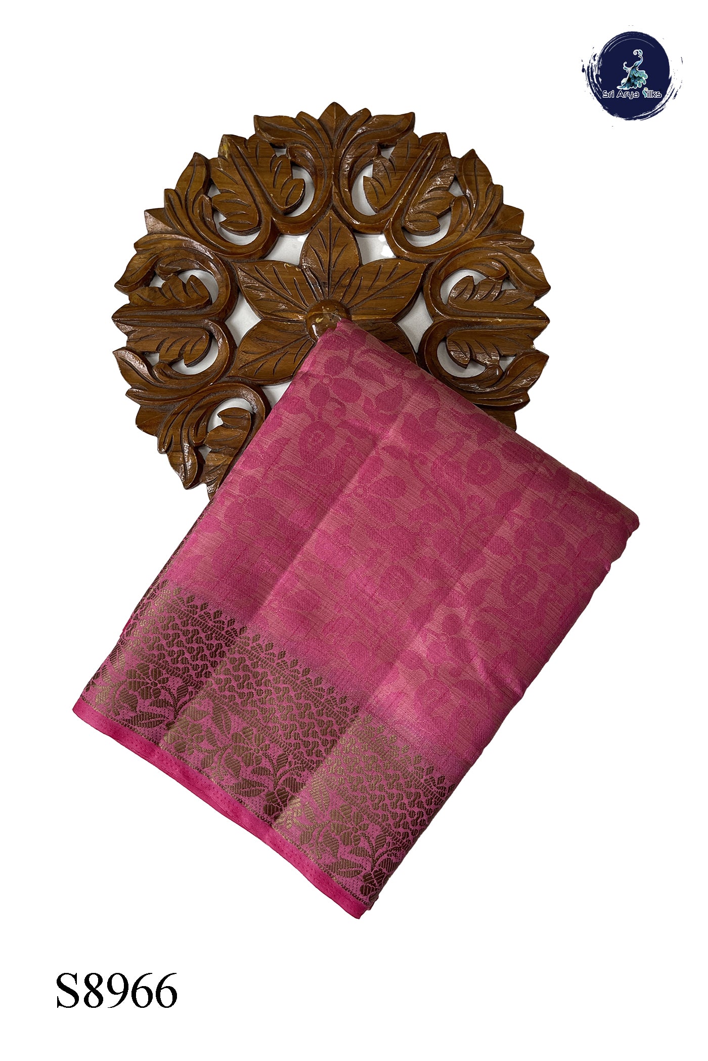 Pink Semi Tussar Saree With Embossed Pattern