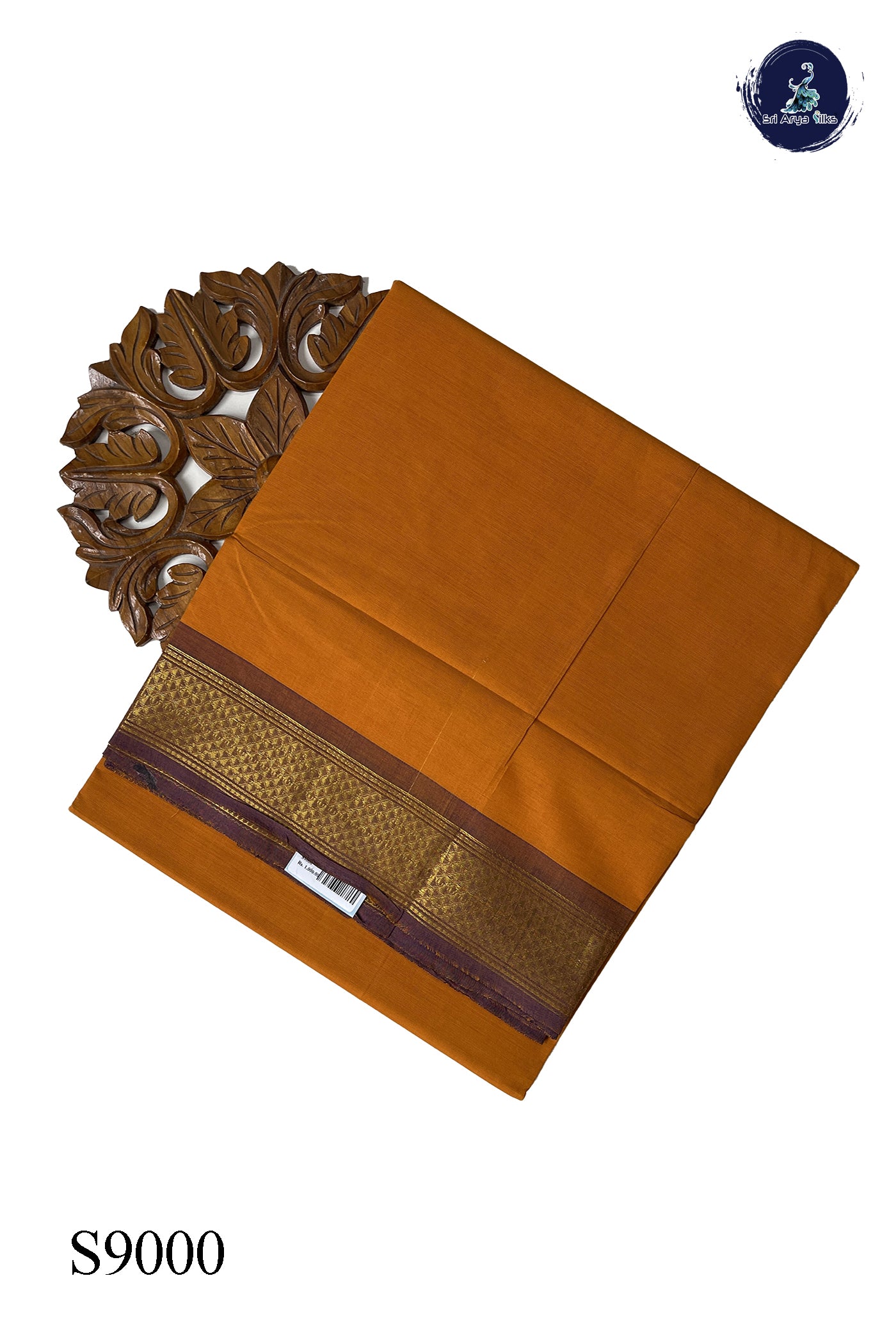 Turmeric Yellow Chettinad Cotton Saree With Plain Pattern