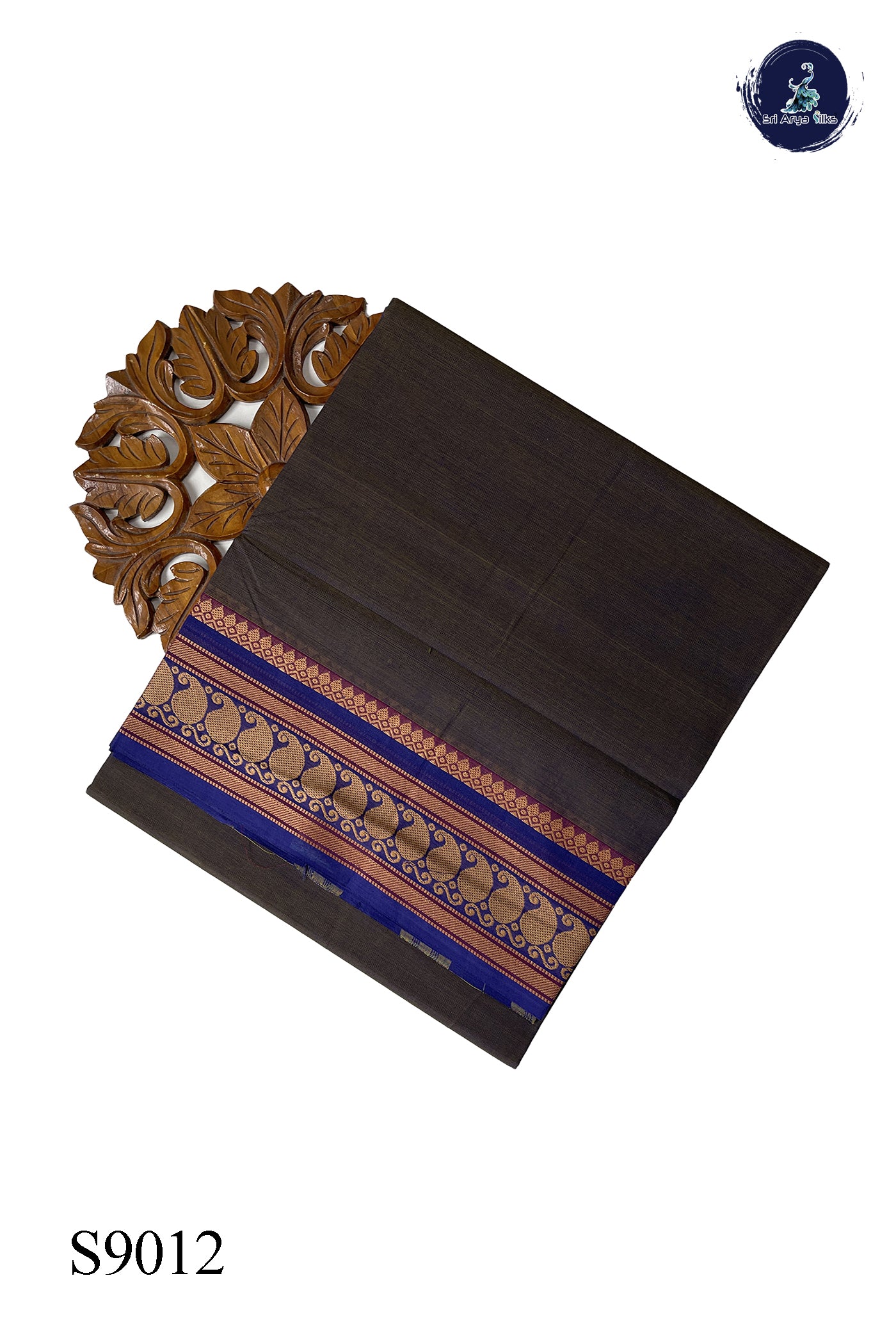 Dual Tone Blue Chettinad Cotton Saree With Plain Pattern