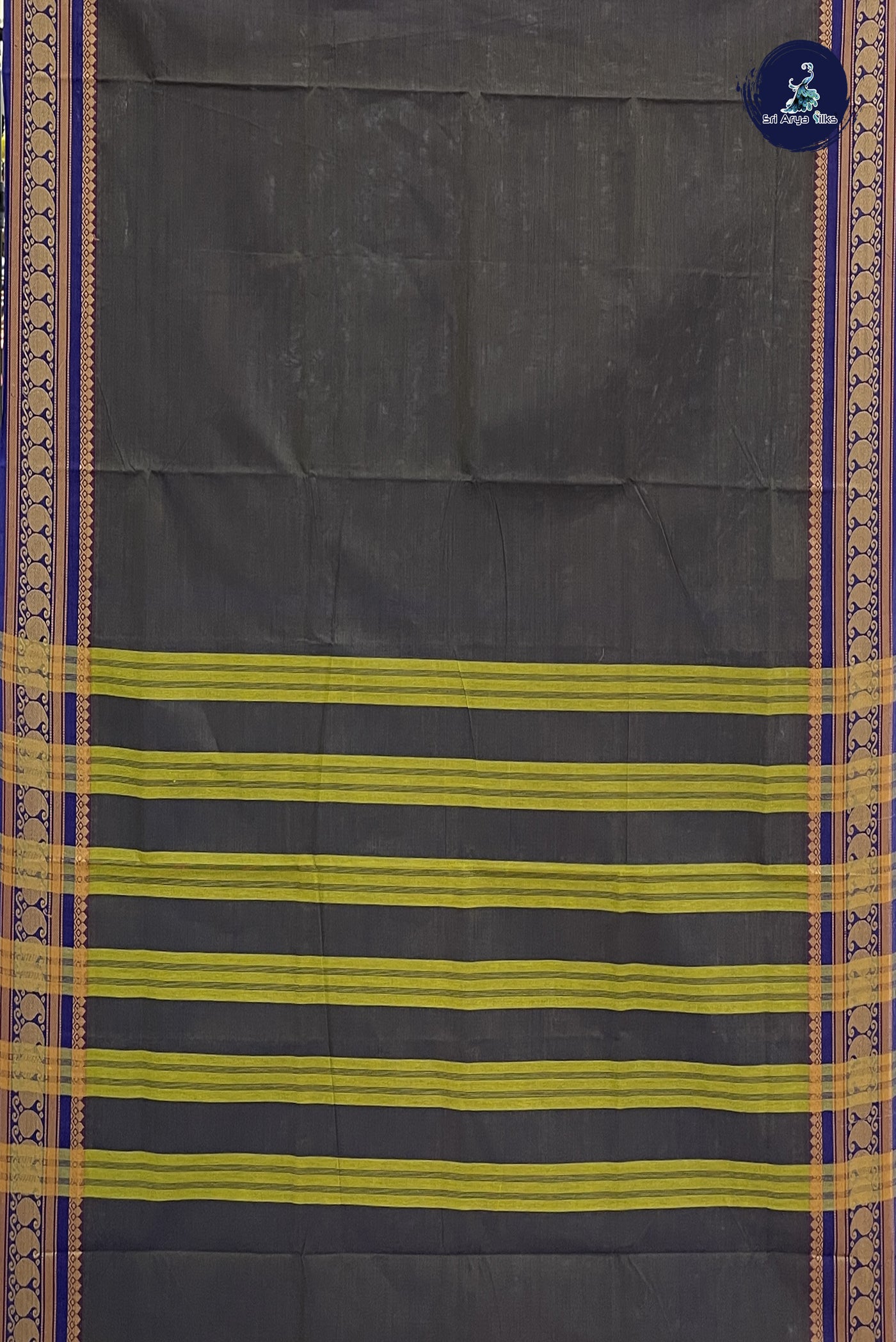 Dual Tone Blue Chettinad Cotton Saree With Plain Pattern