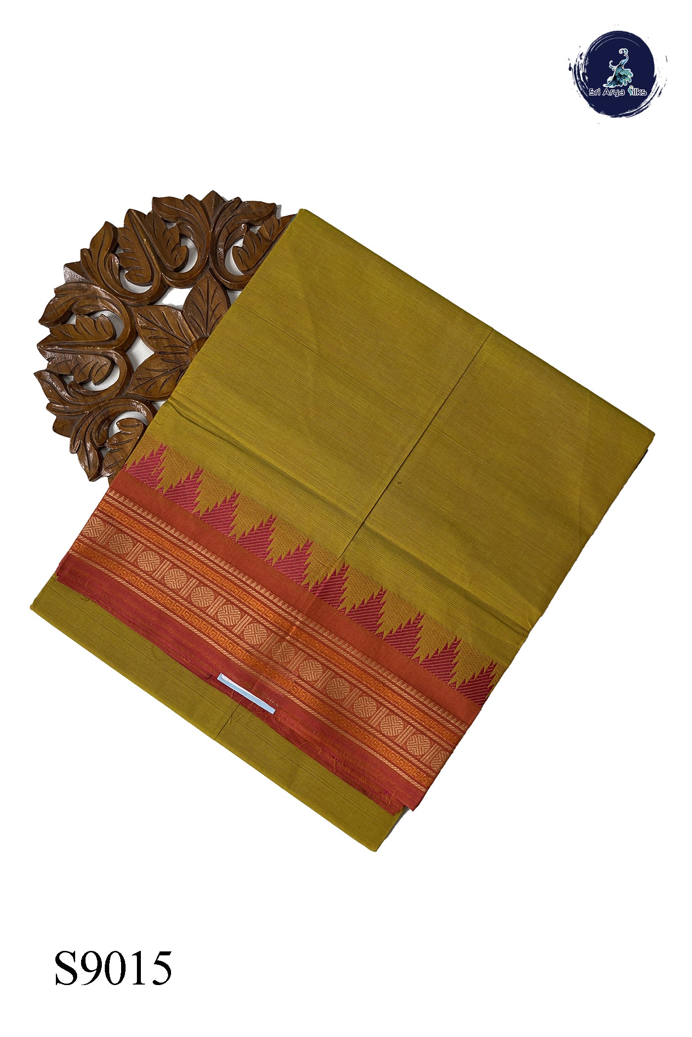 Yellow Chettinad Cotton Saree With Plain Pattern