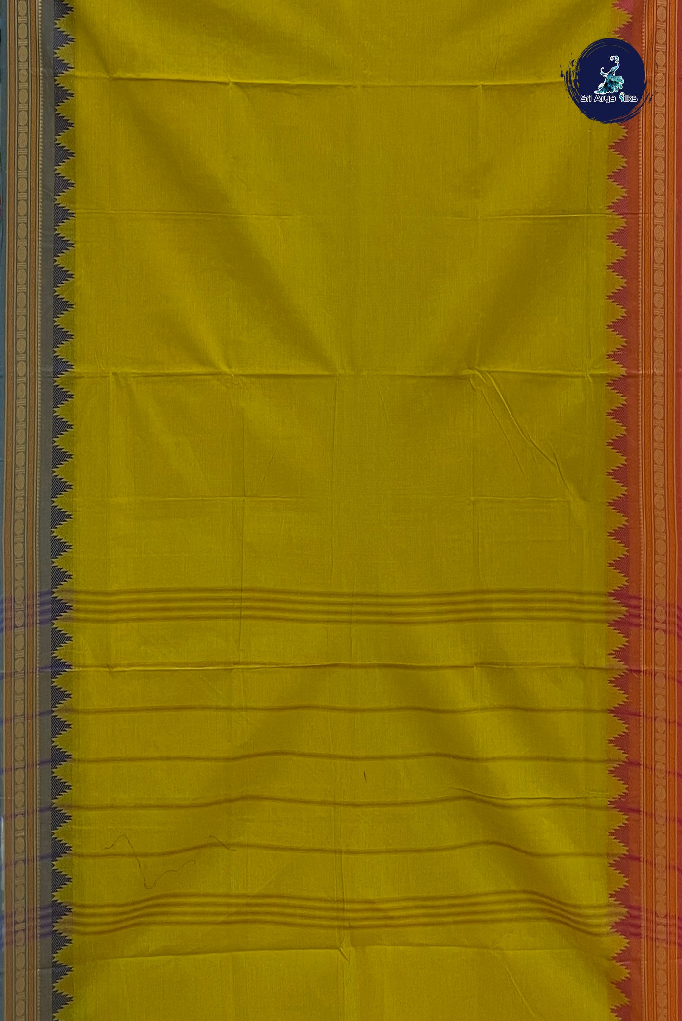 Yellow Chettinad Cotton Saree With Plain Pattern