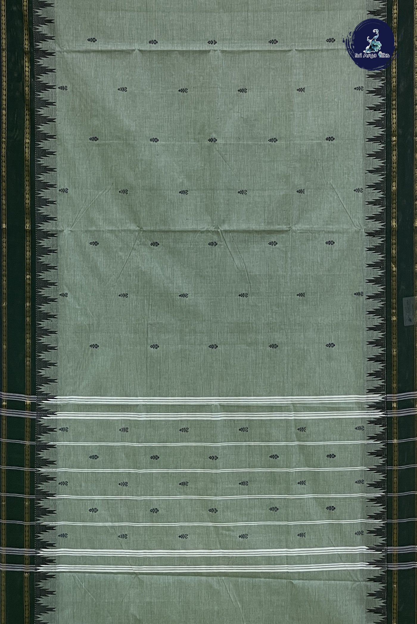 Pastel Green Chettinad Cotton Saree With Buttas Pattern