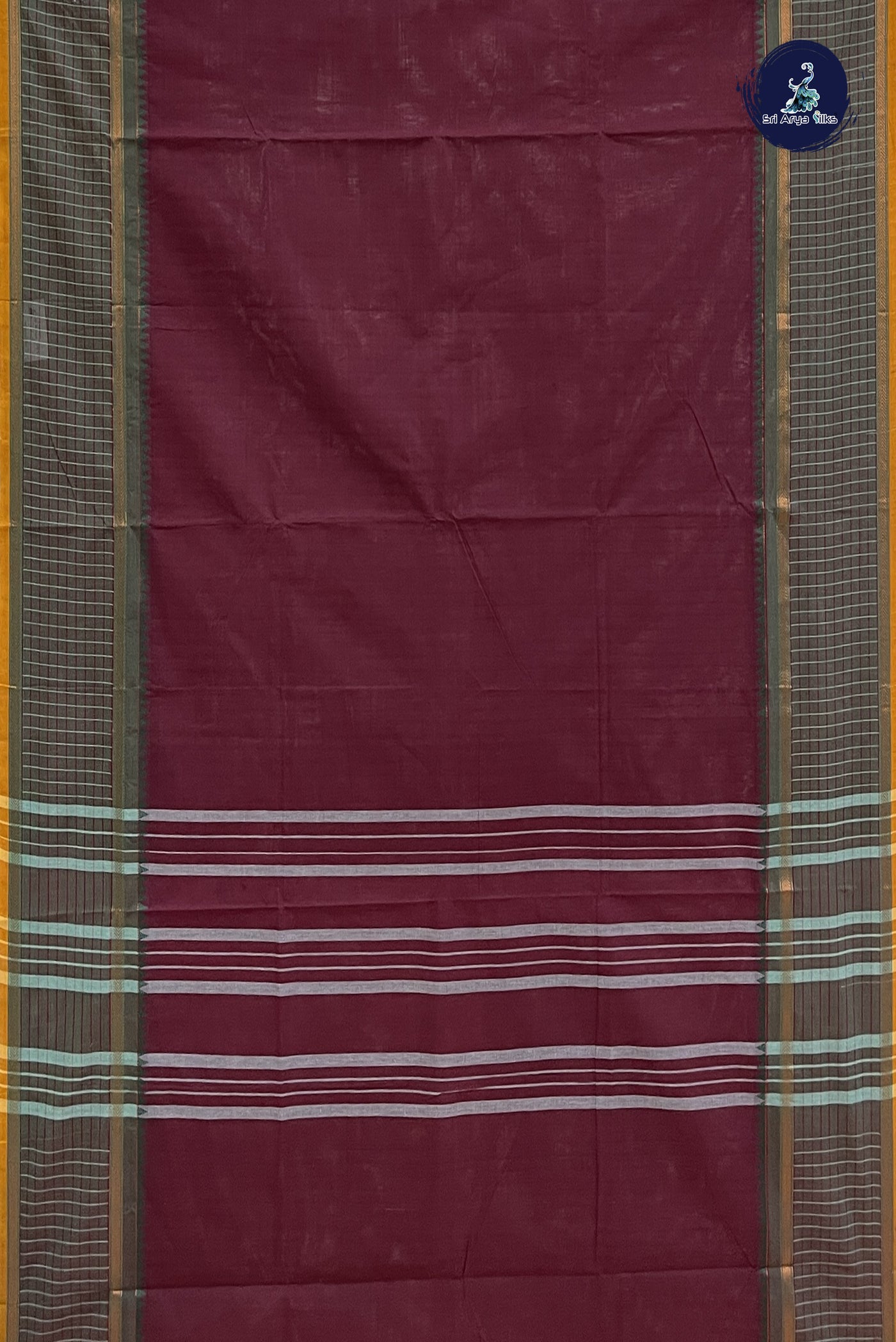 Arakku Chettinad Cotton Saree With Plain Pattern