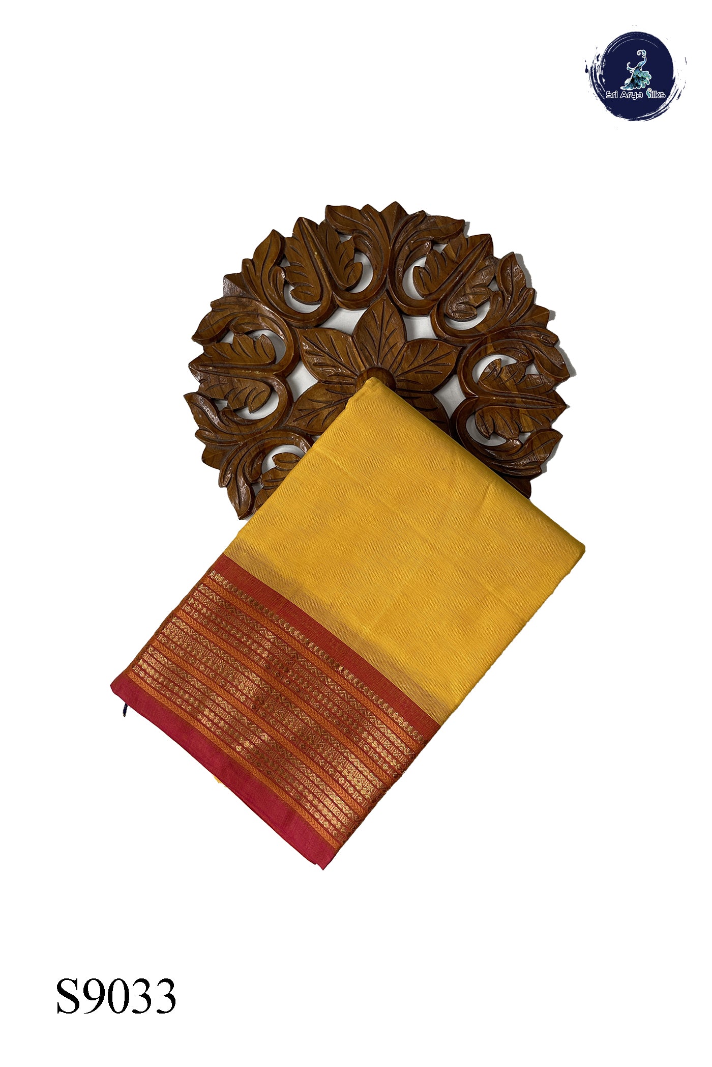 Yellow Chettinad Cotton Saree With Plain Pattern