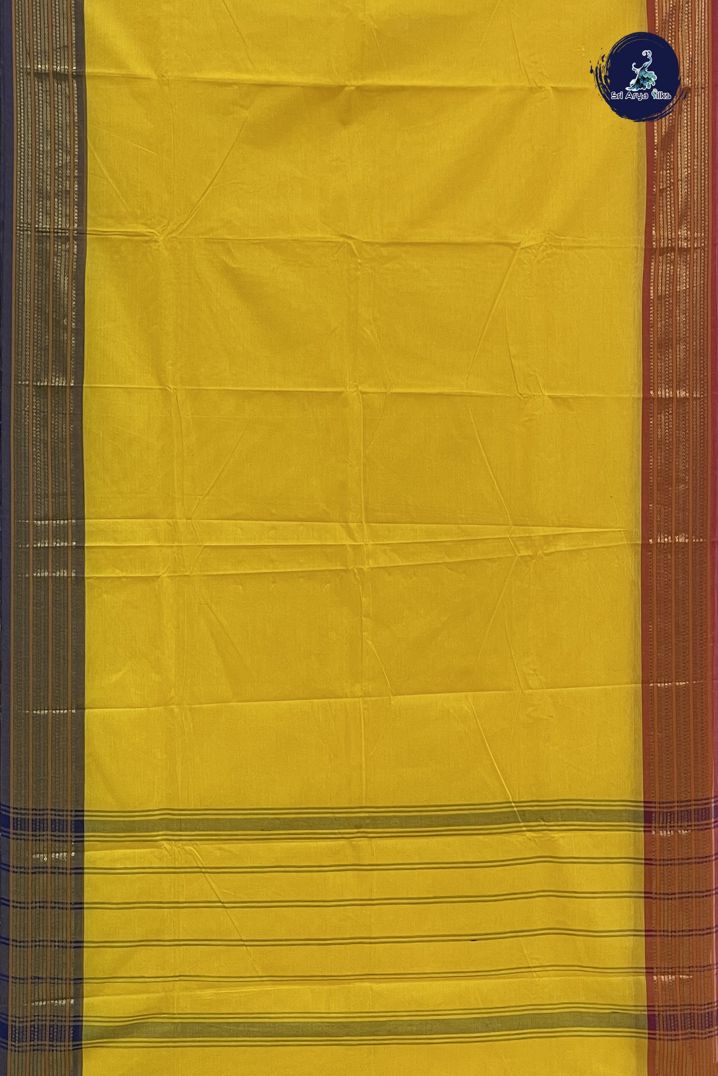 Yellow Chettinad Cotton Saree With Plain Pattern