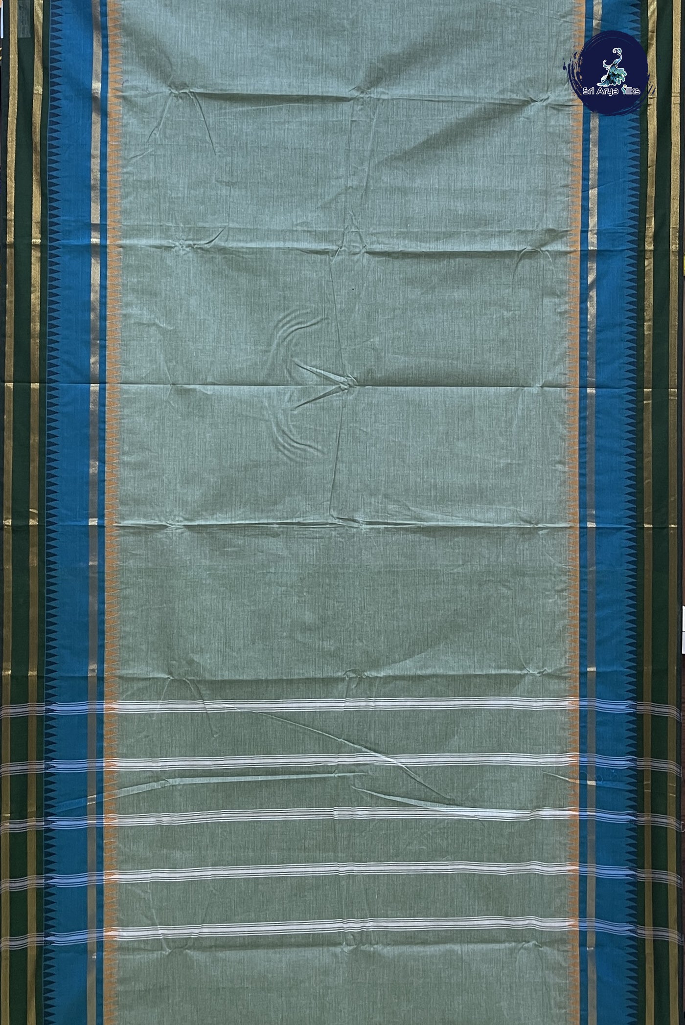 Pastel Green Chettinad Cotton Saree With Plain Pattern