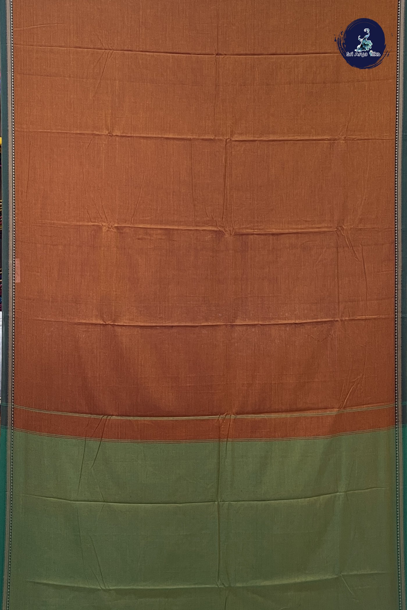 Honey Brown  Cotton Saree With Plain Pattern