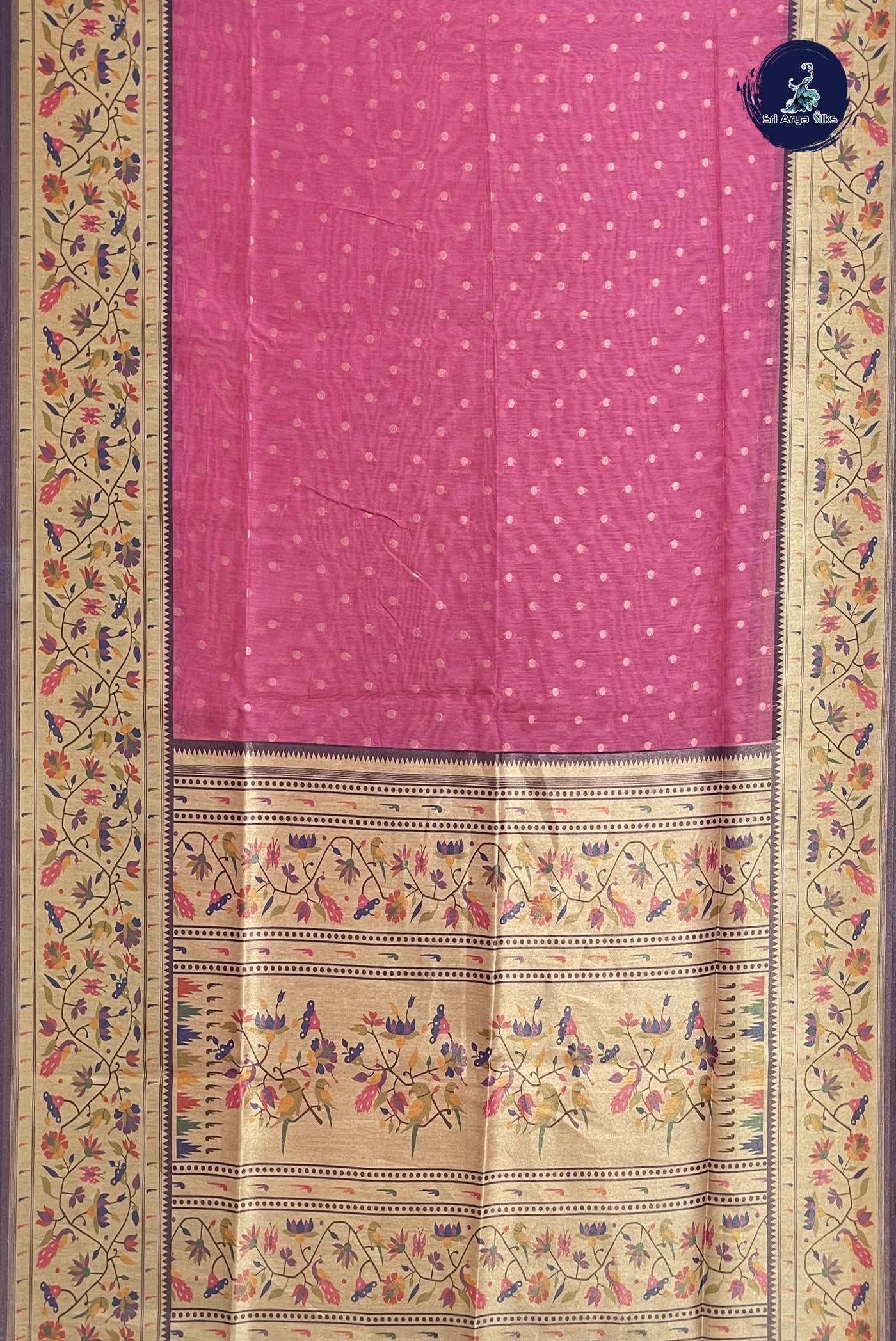 Dark Pink Raw Silk Saree With Zari Woven Pattern