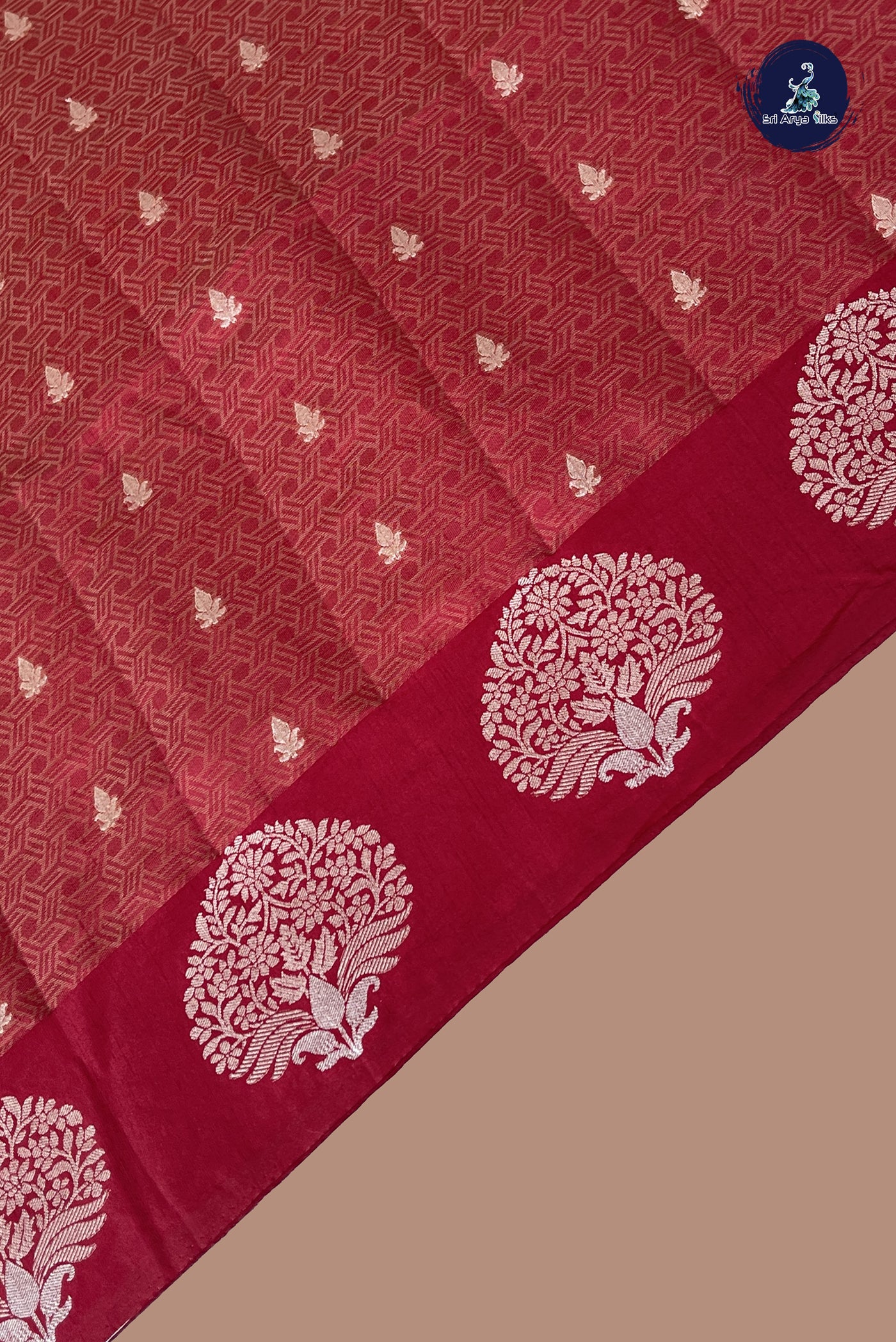 Light Brown Semi Tussar Saree With Embossed Pattern