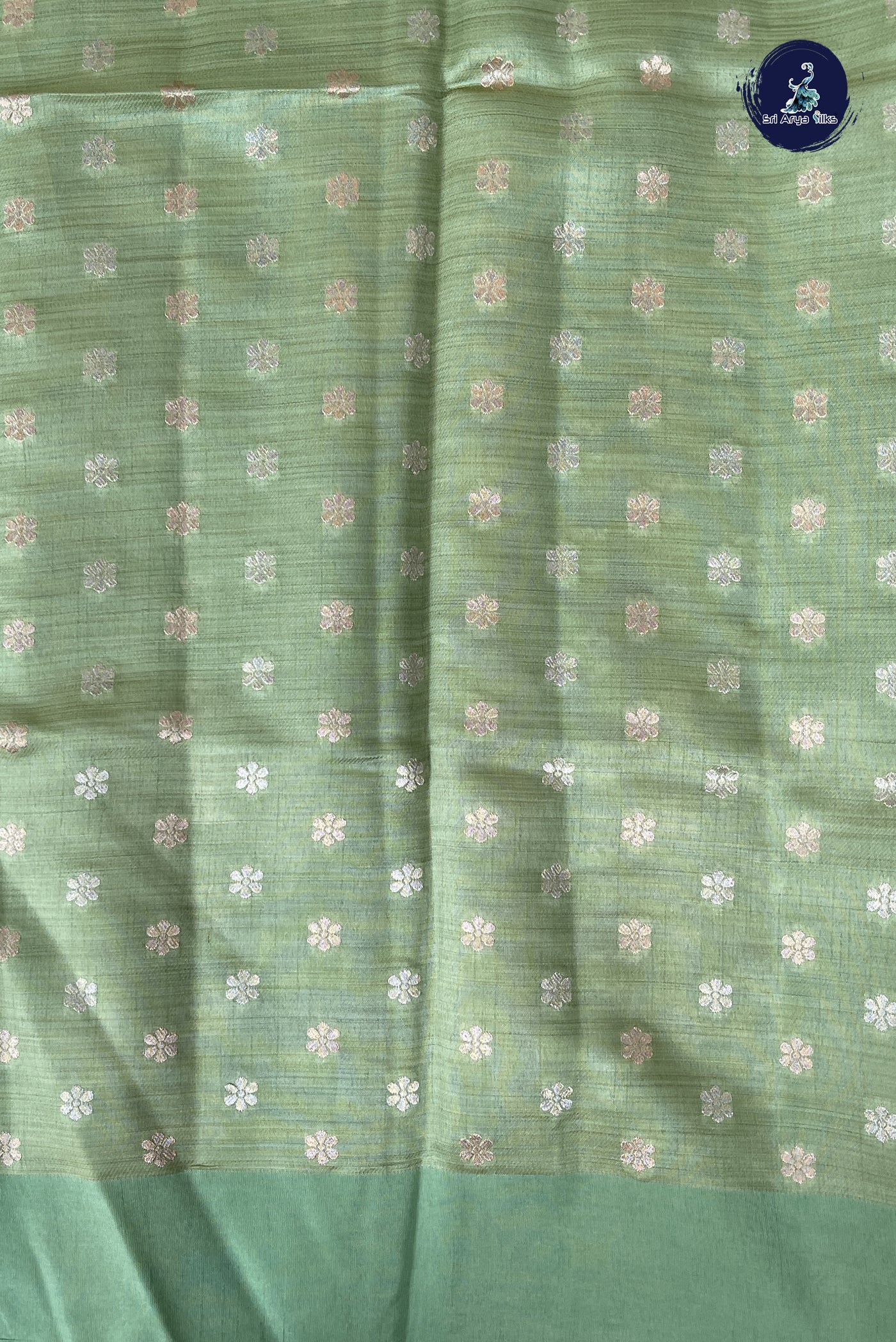 Pastel Shade Semi Tussar Saree With Embossed Pattern