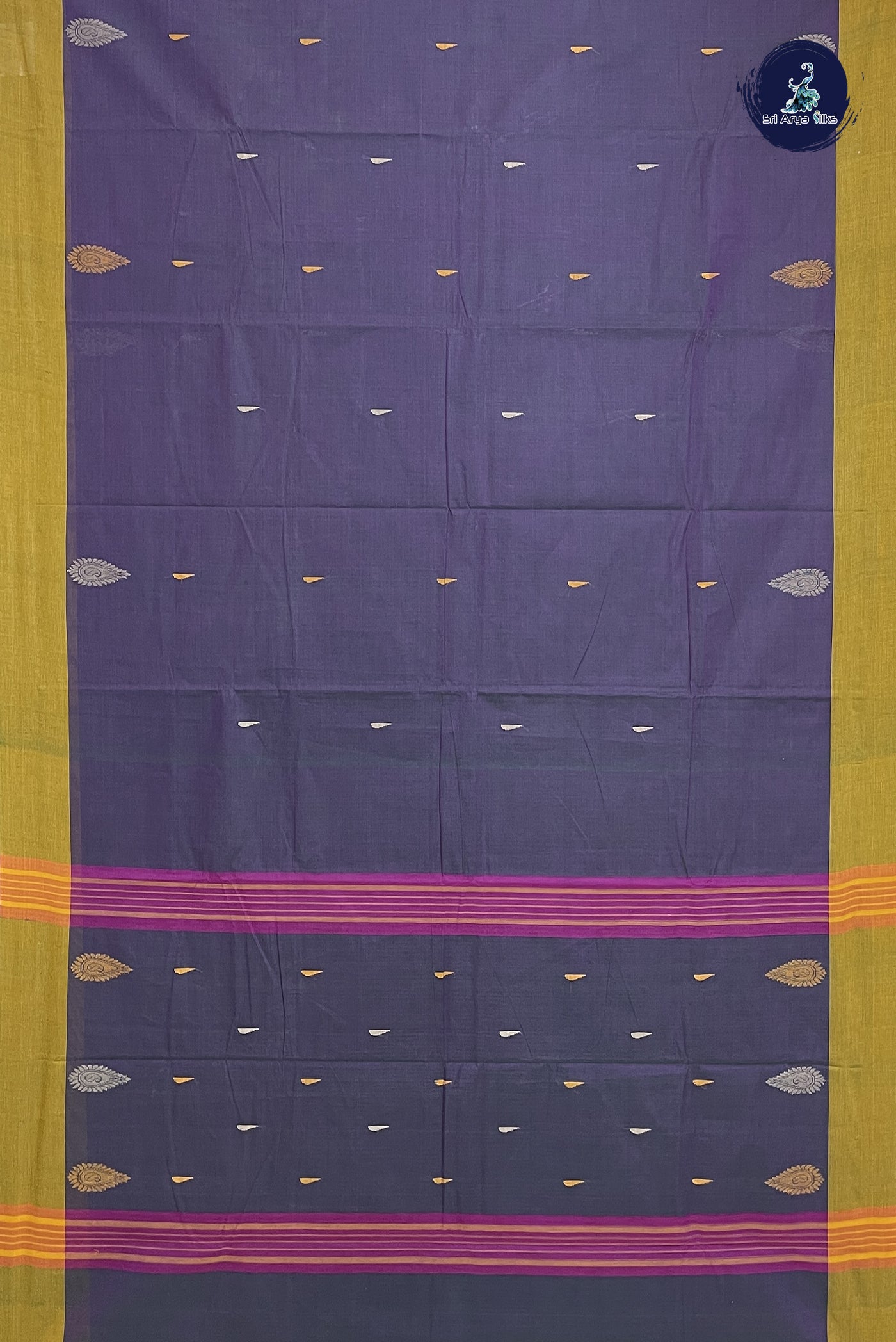 Dual Tone Purple Kanchi Cotton Saree With Buttas Pattern