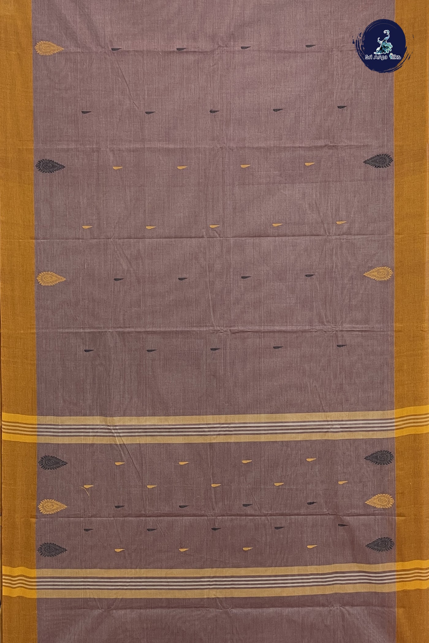 Light Brown Kanchi Cotton Saree With Buttas Pattern