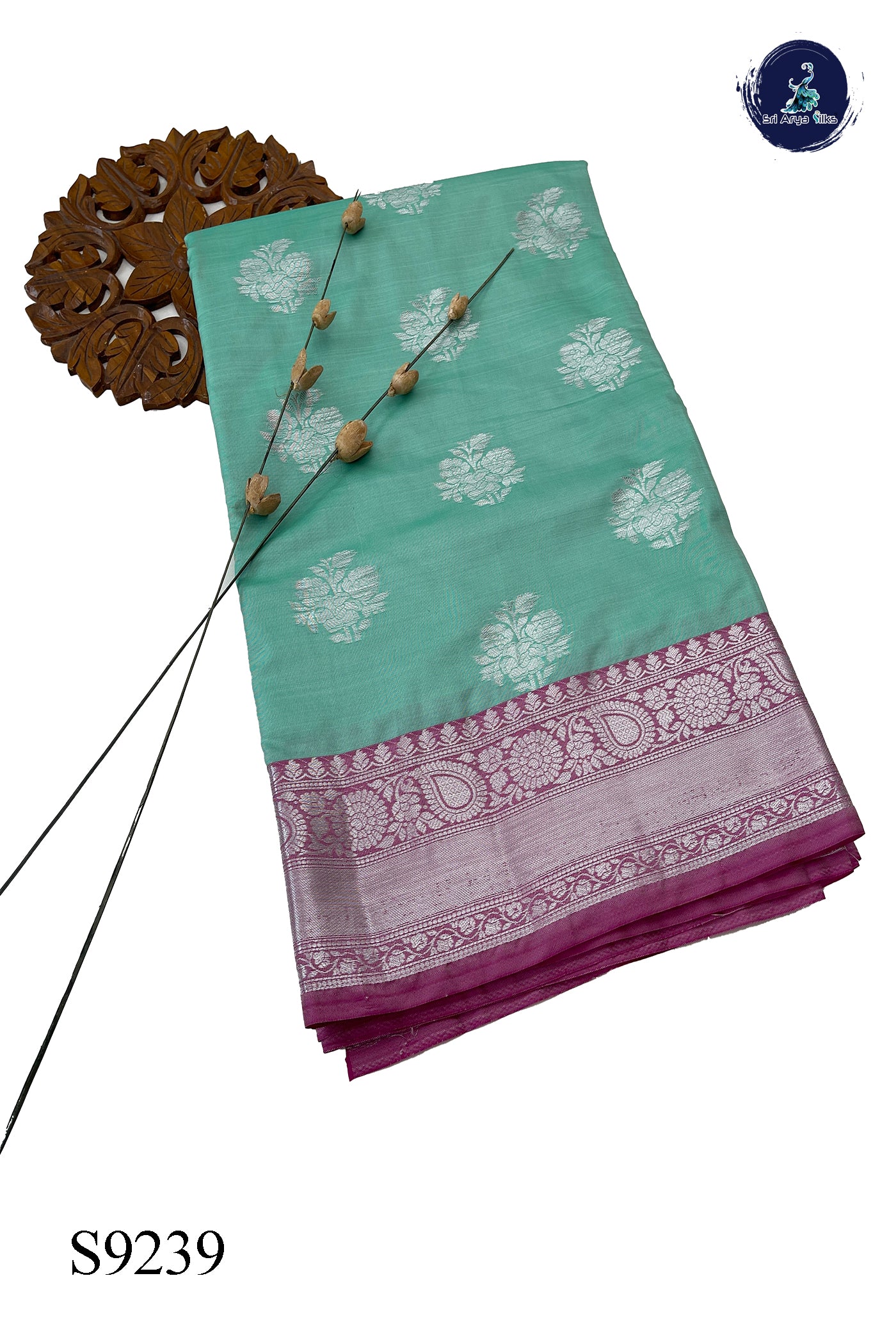 Pastel Shade Semi Banarasi Saree With Zari Buttas Pattern