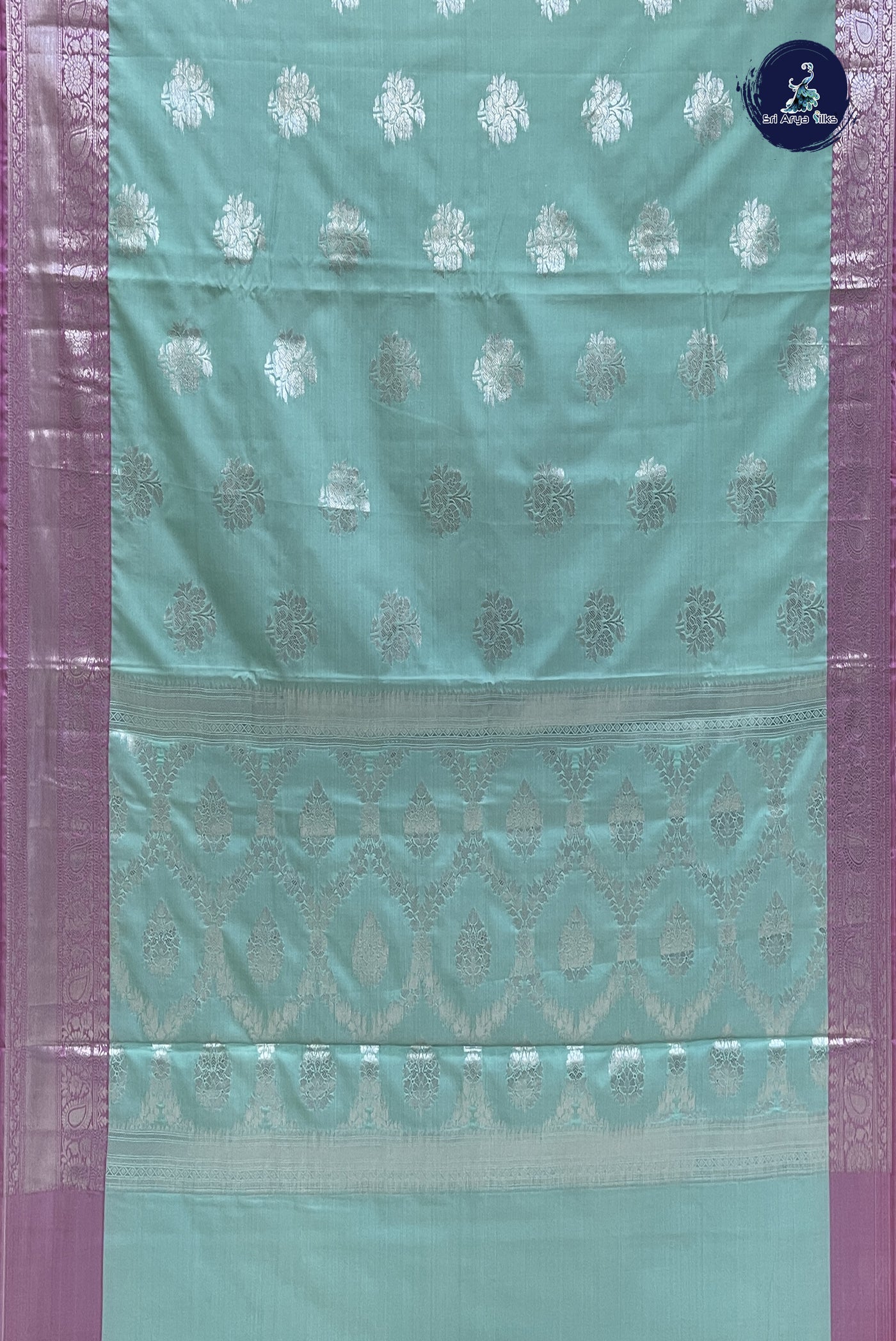 Pastel Shade Semi Banarasi Saree With Zari Buttas Pattern