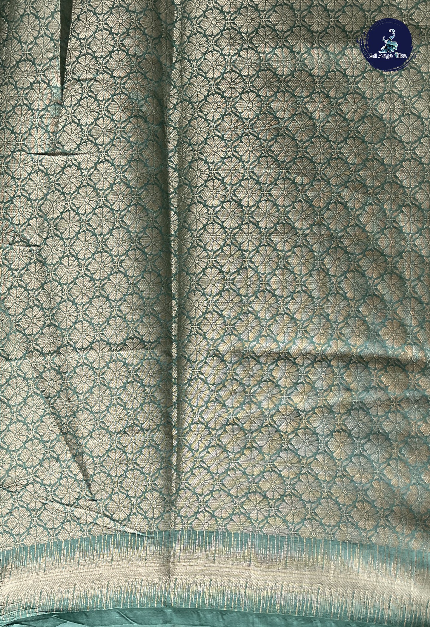 Emerald Green Semi Raw Silk Saree With Zari Woven Pattern