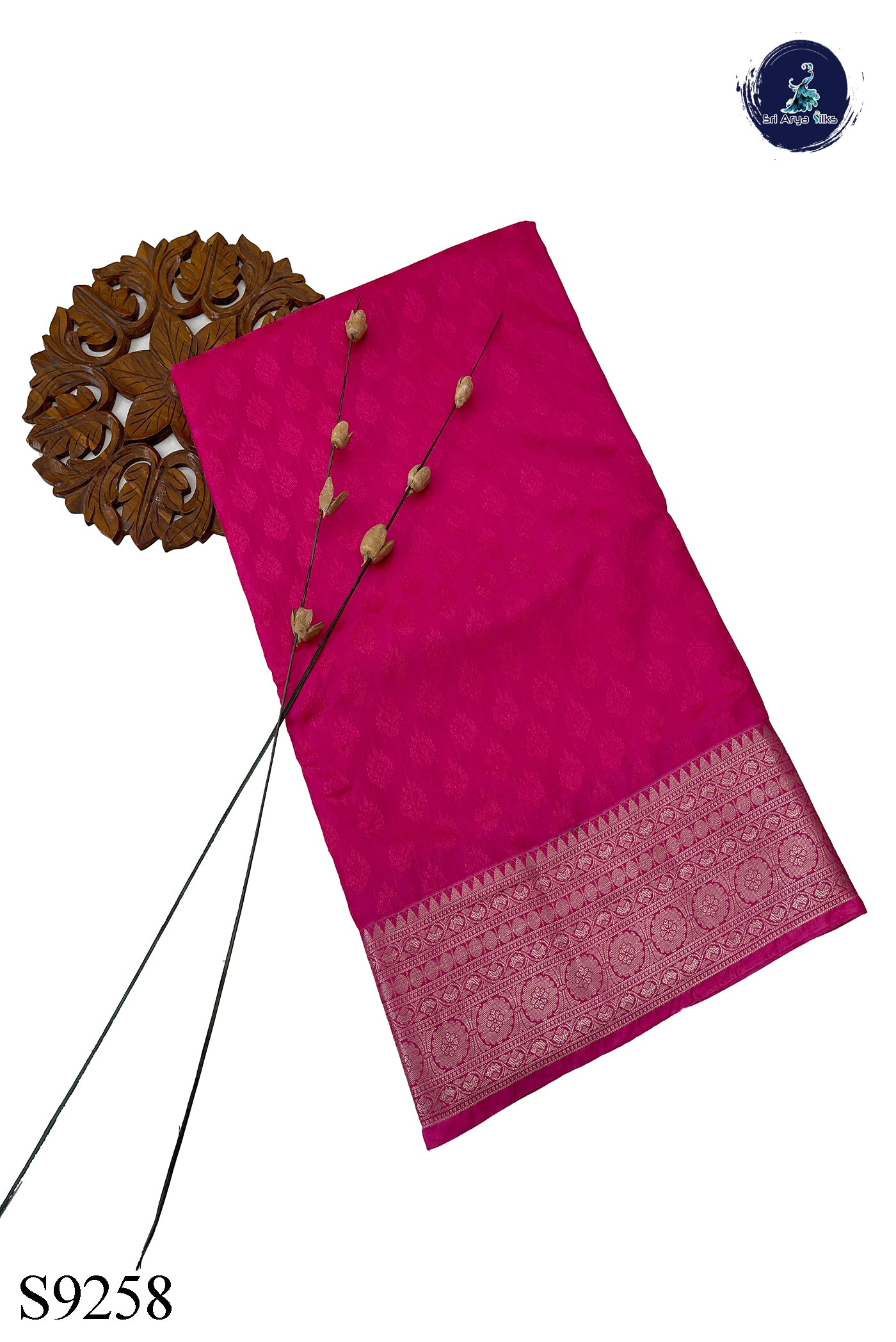 Pink Semi Raw Silk Saree With Embossed Pattern