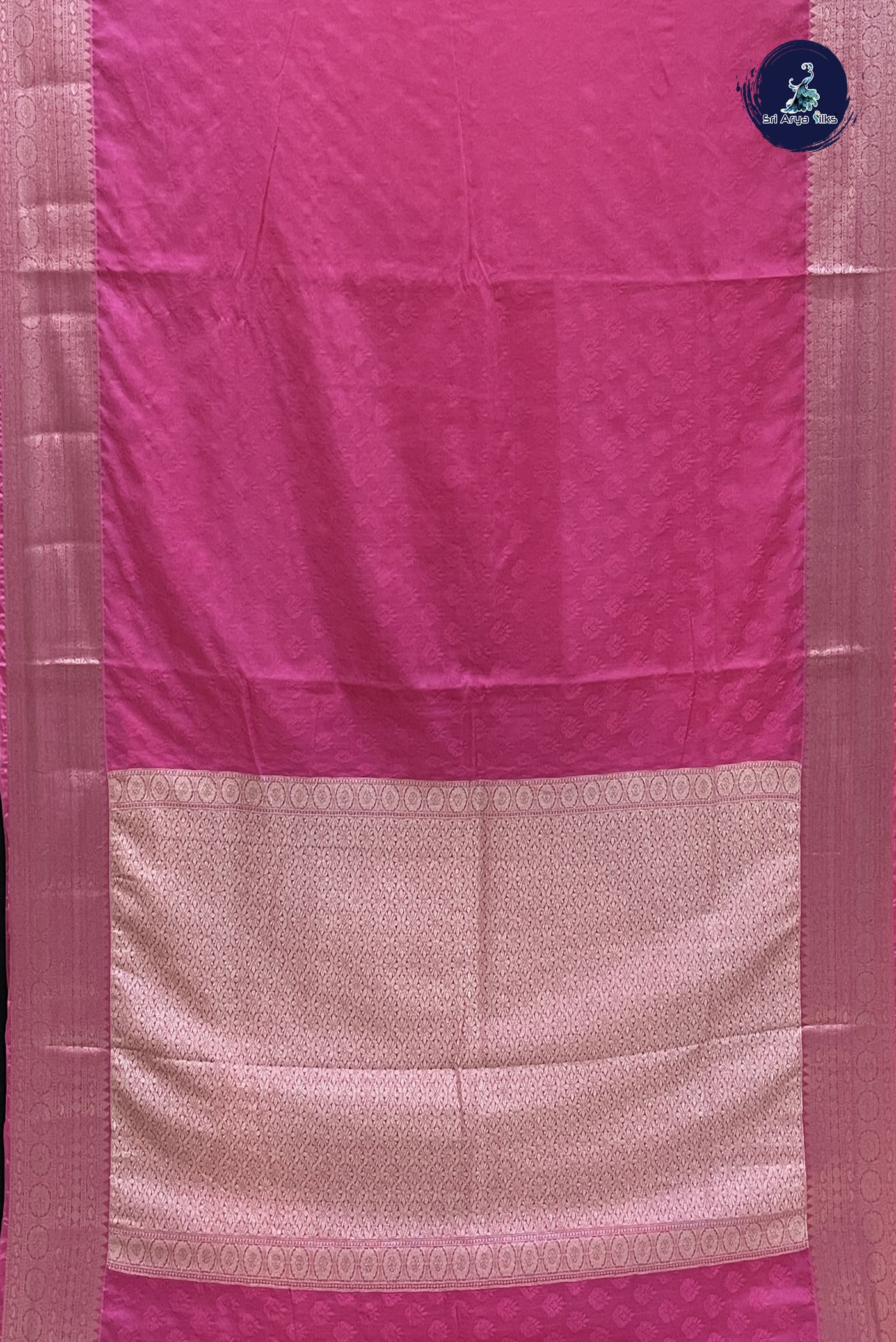 Pink Semi Raw Silk Saree With Embossed Pattern