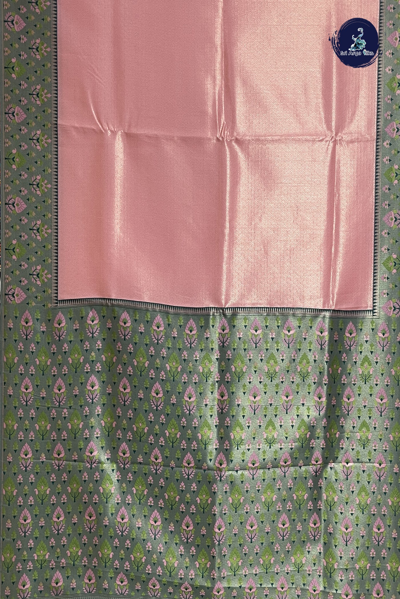 Light Pink Semi Banarasi Saree With Jacquard Pattern