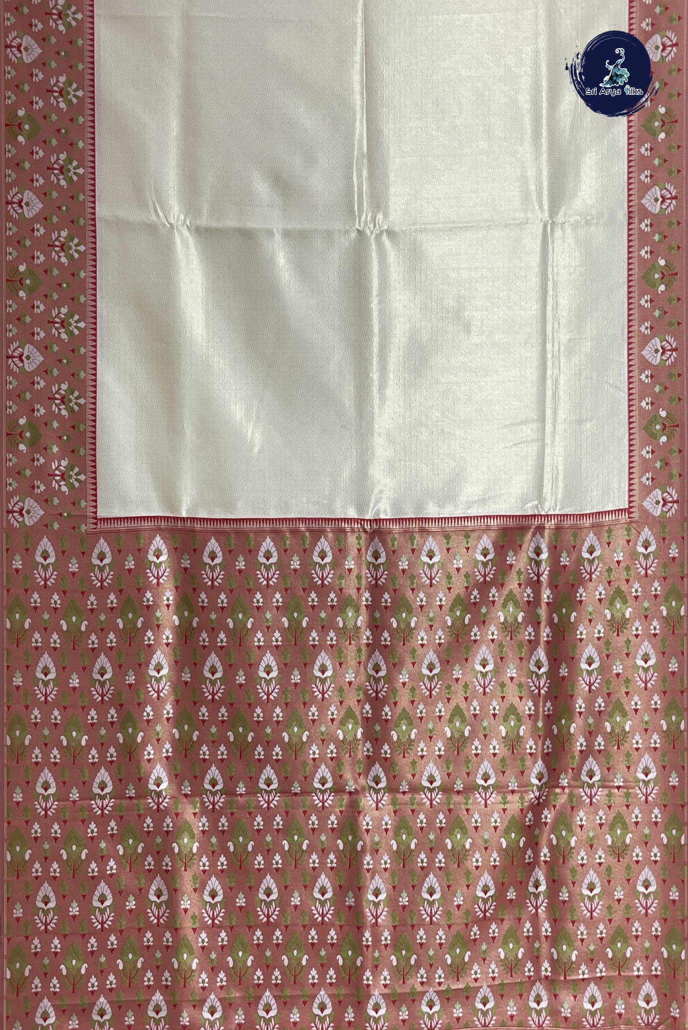 Off White Semi Banarasi Saree With Jacquard Pattern