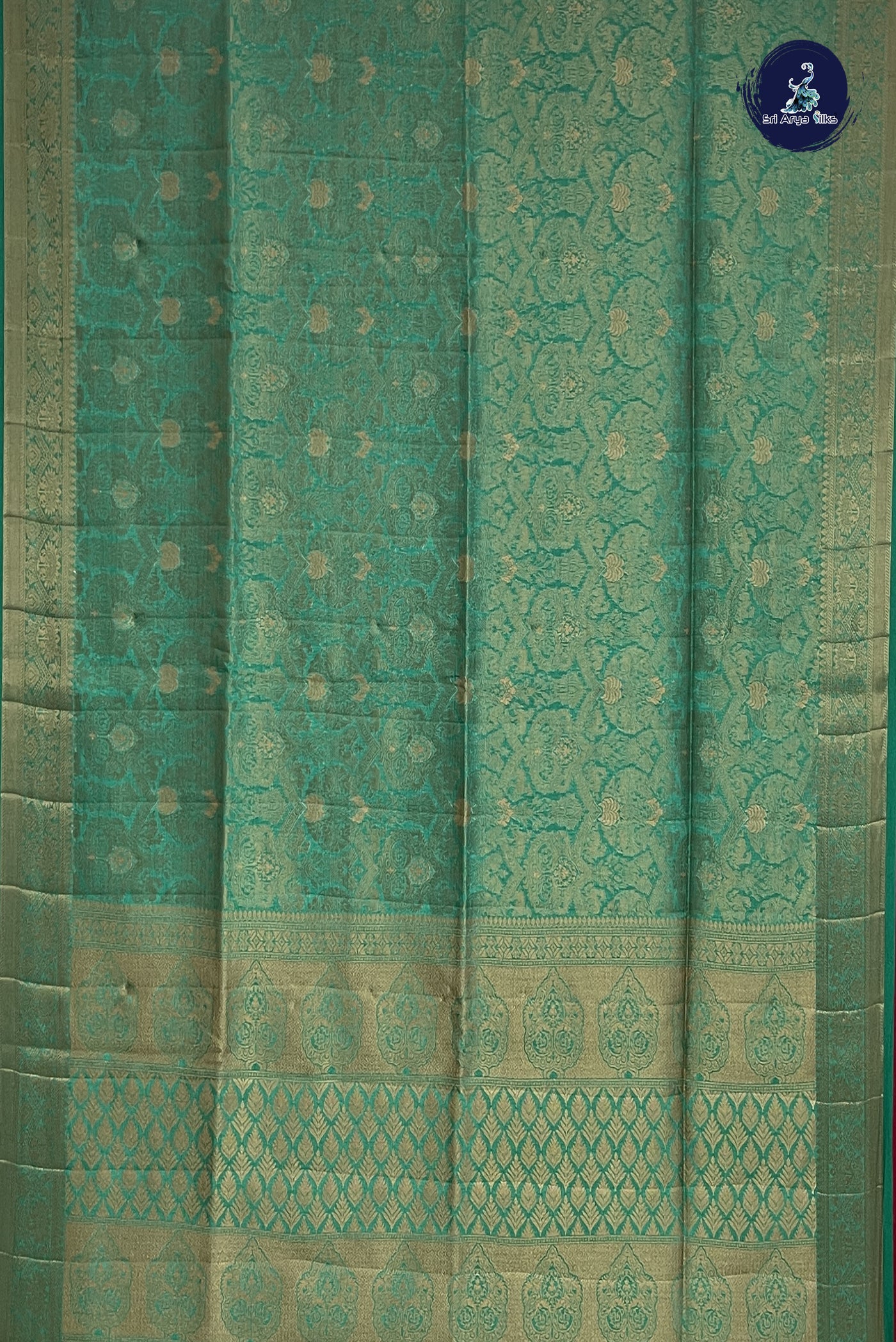 Dark Green Semi Tussar Saree With Jacquard Pattern