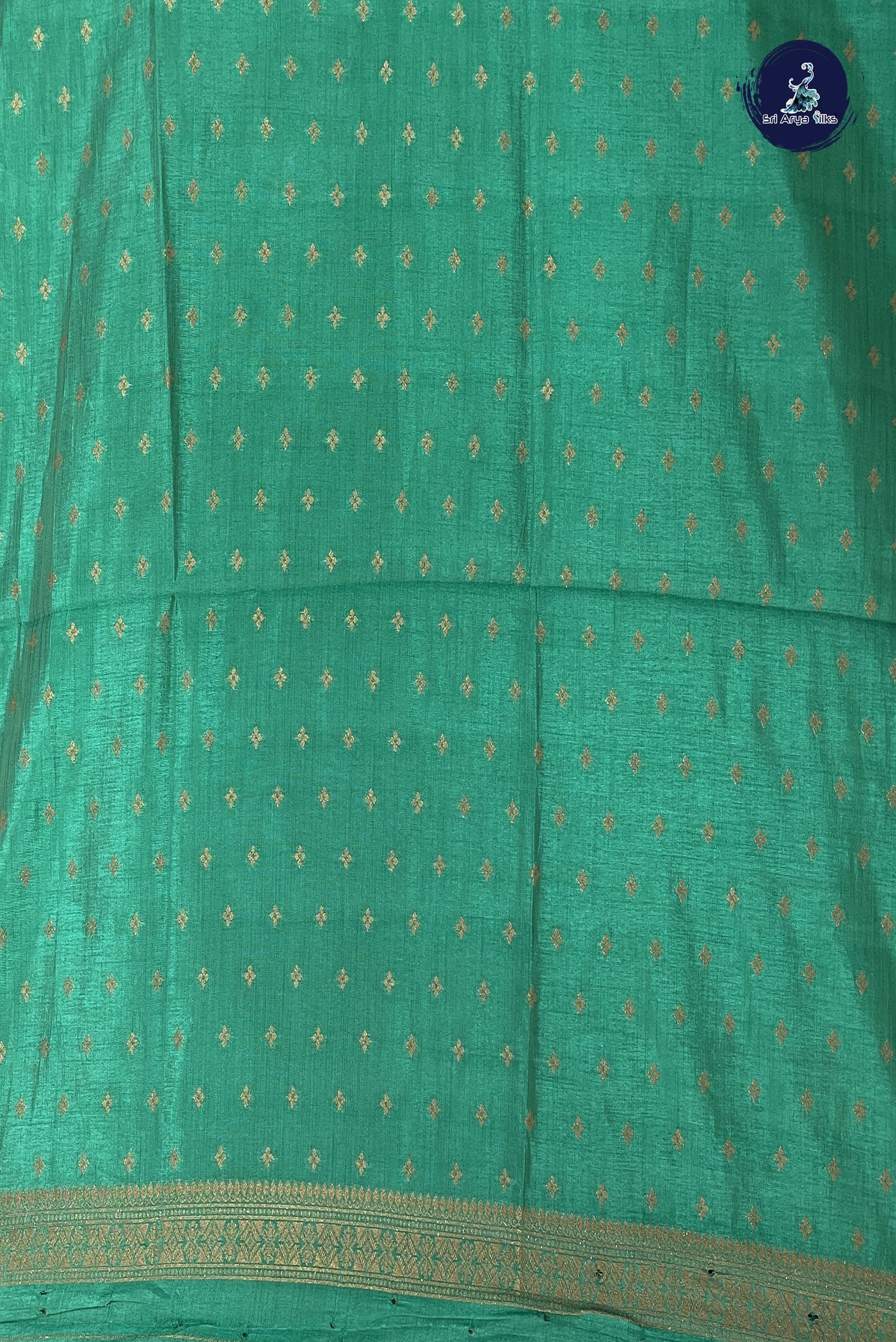 Dark Green Semi Tussar Saree With Jacquard Pattern