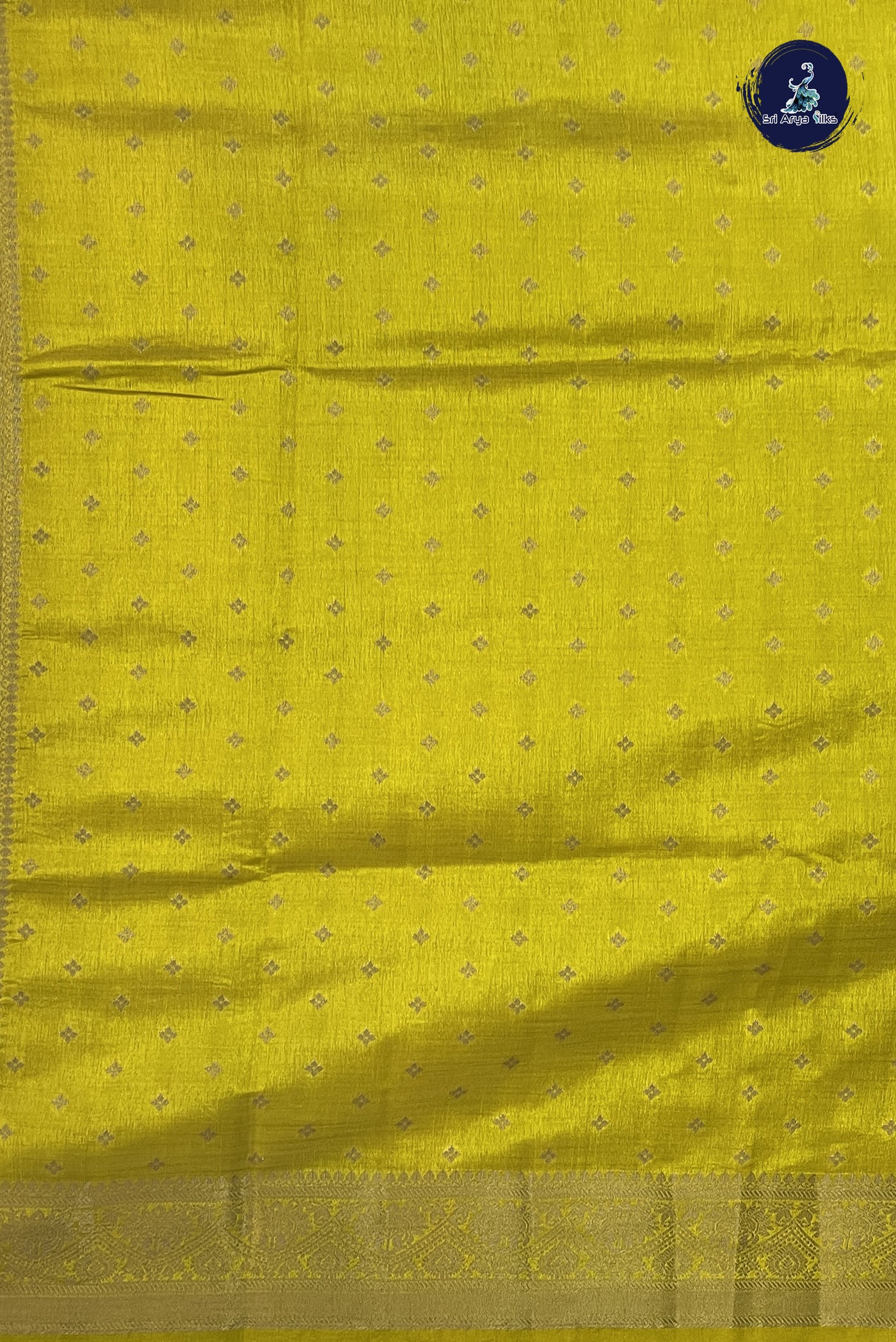 Golden Mustard Semi Tussar Saree With Jacquard Pattern