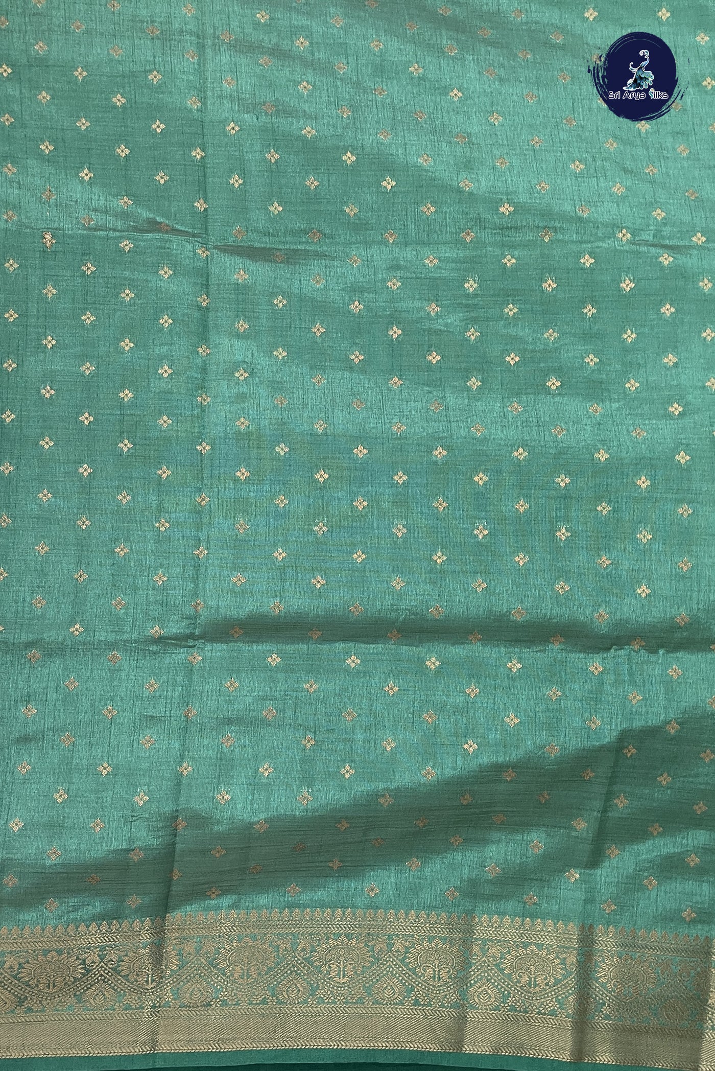 Green Semi Tussar Saree With Jacquard Pattern