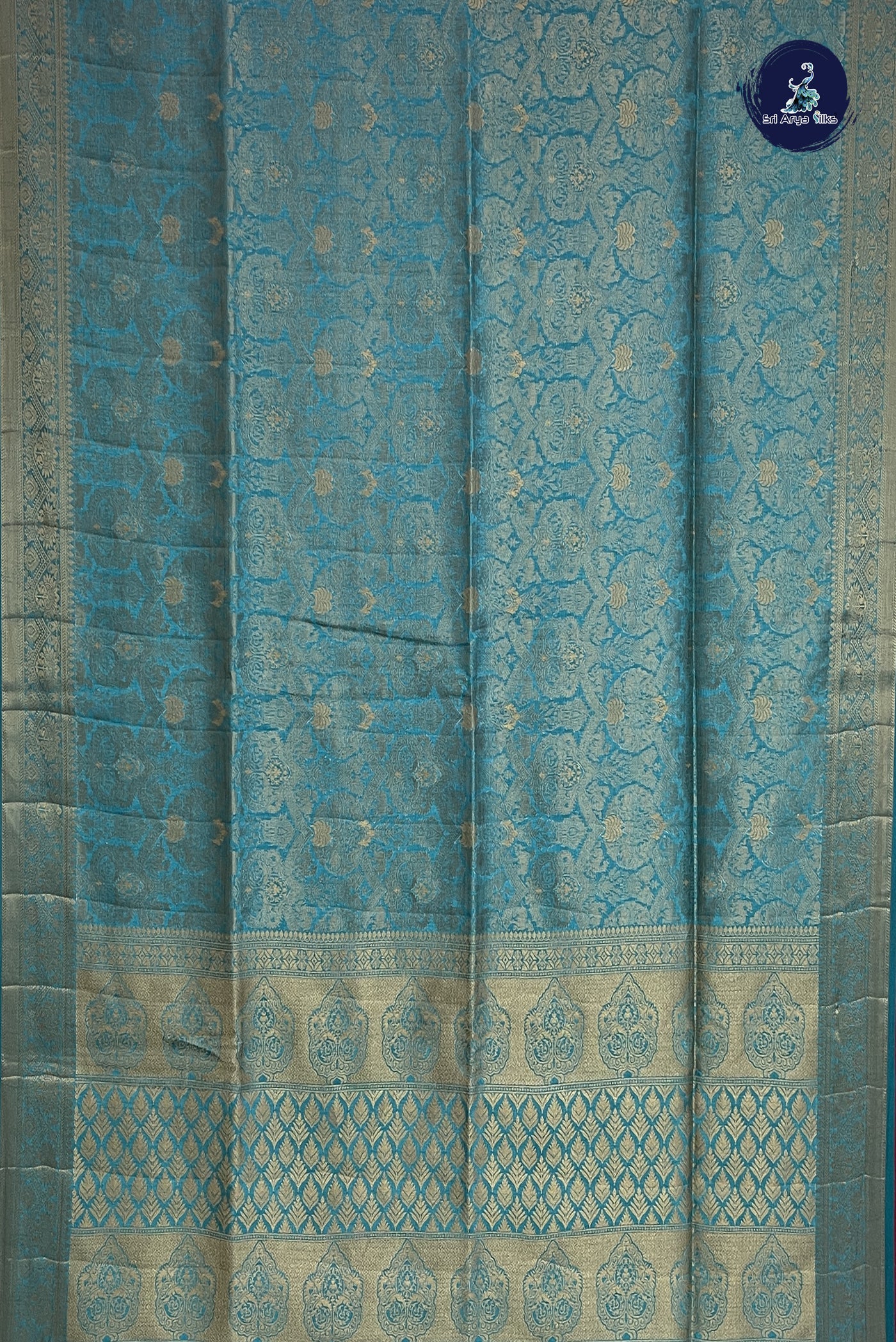 Sapphire Blue Semi Tussar Saree With Jacquard Pattern