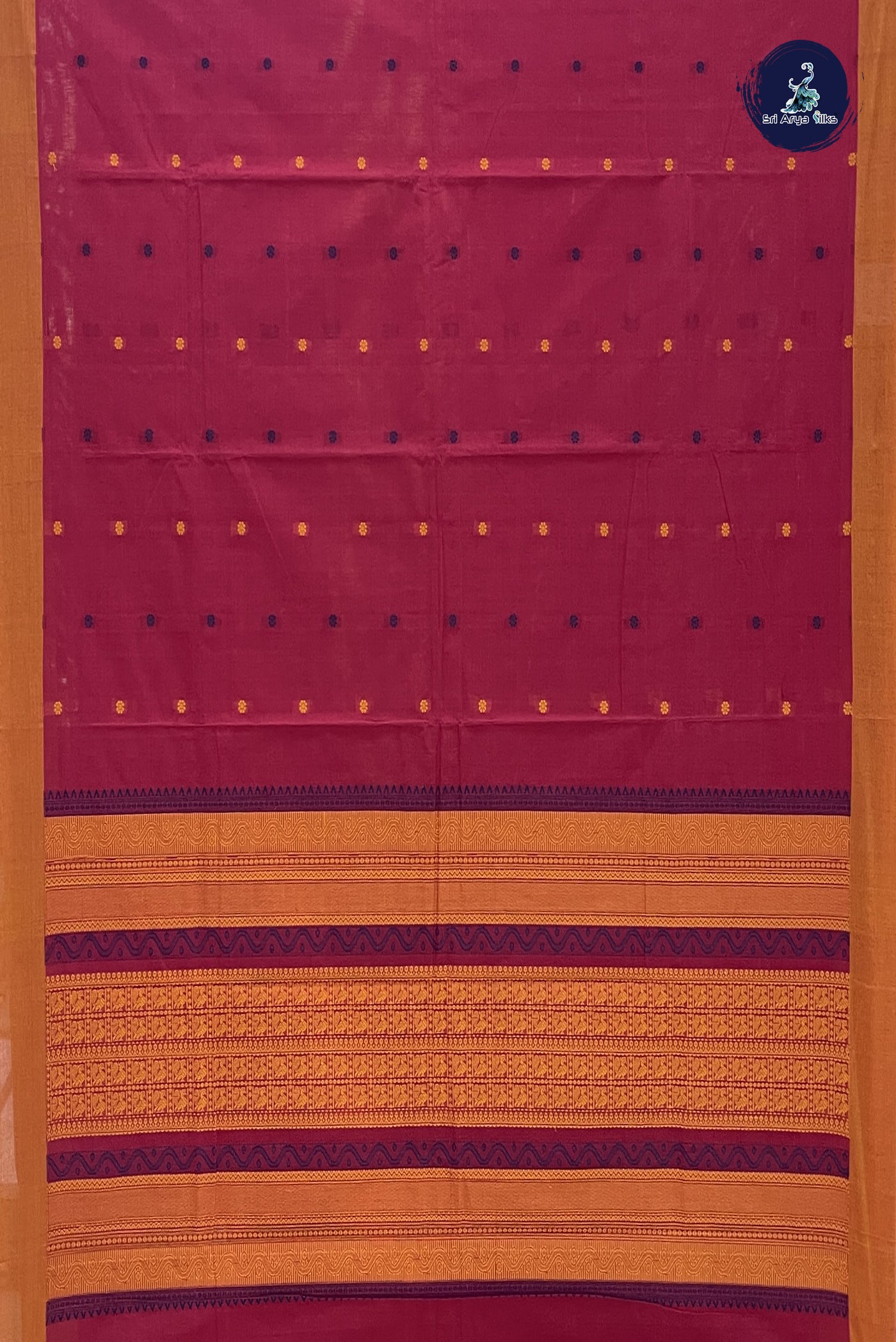 Red Kanchi Cotton Saree With Thread Work Pattern