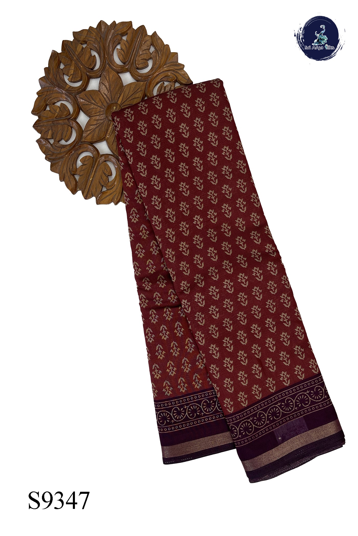 Brown Chanderi Silk Cotton Saree With Printed Pattern