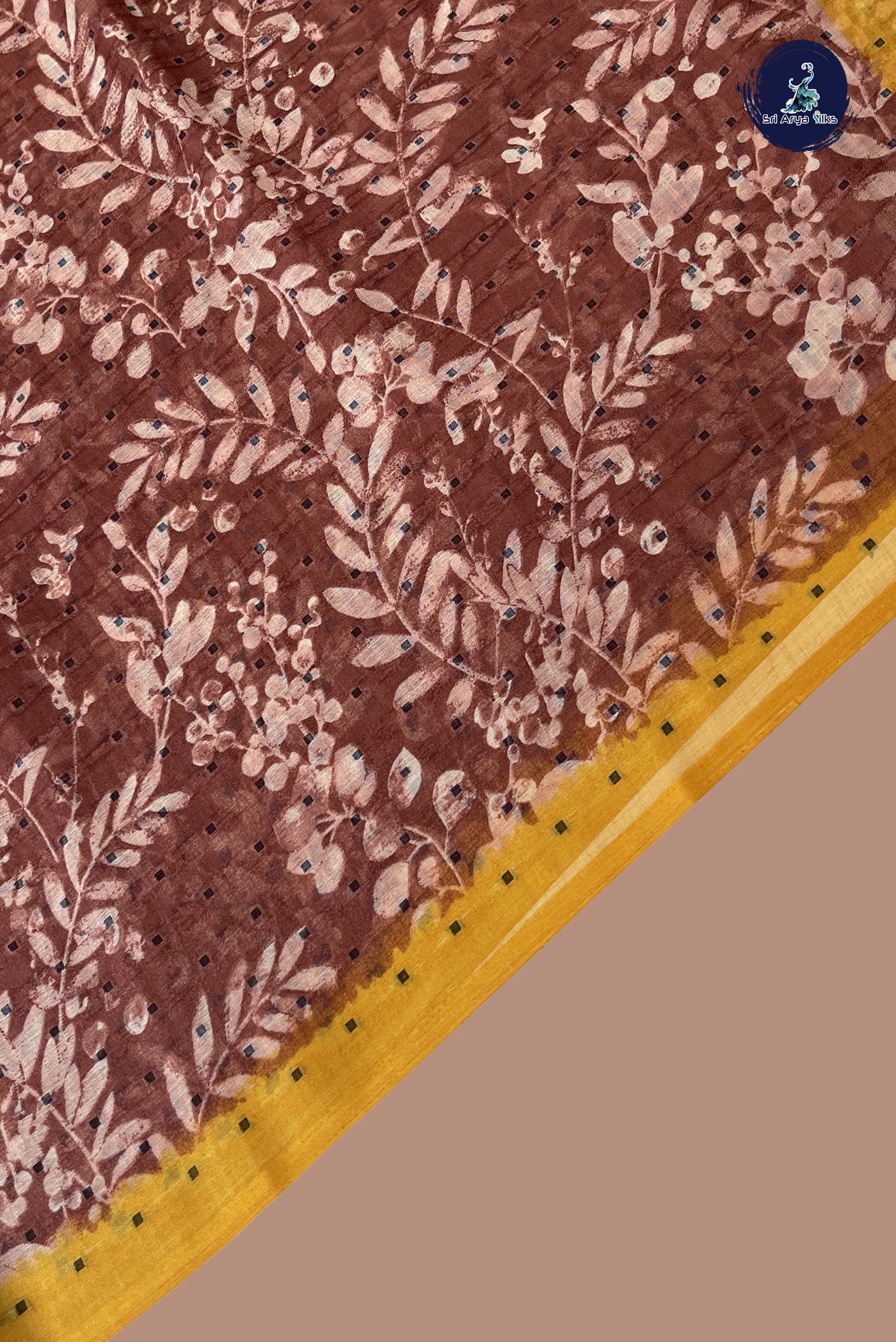 Brown Chiffon Saree With Printed Pattern