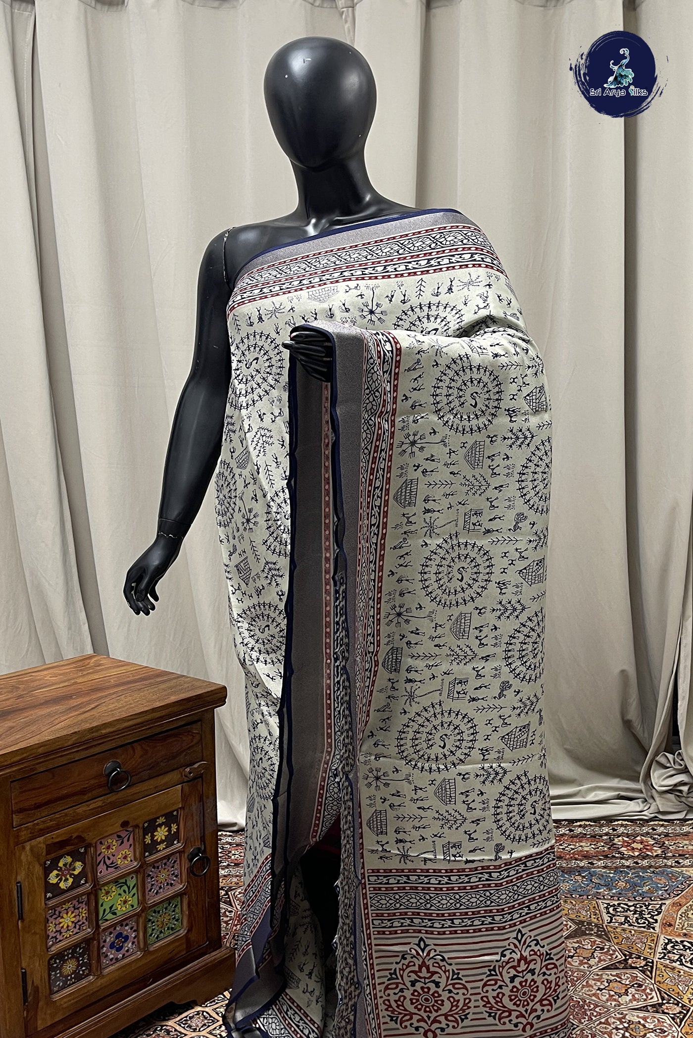 Pastel Shade Chiffon Saree With Printed Pattern