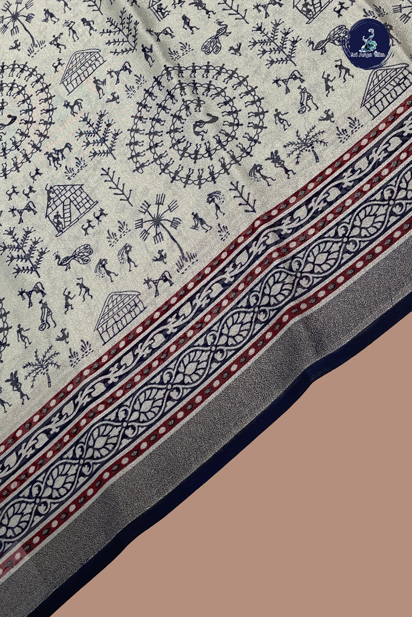 Pastel Shade Chiffon Saree With Printed Pattern