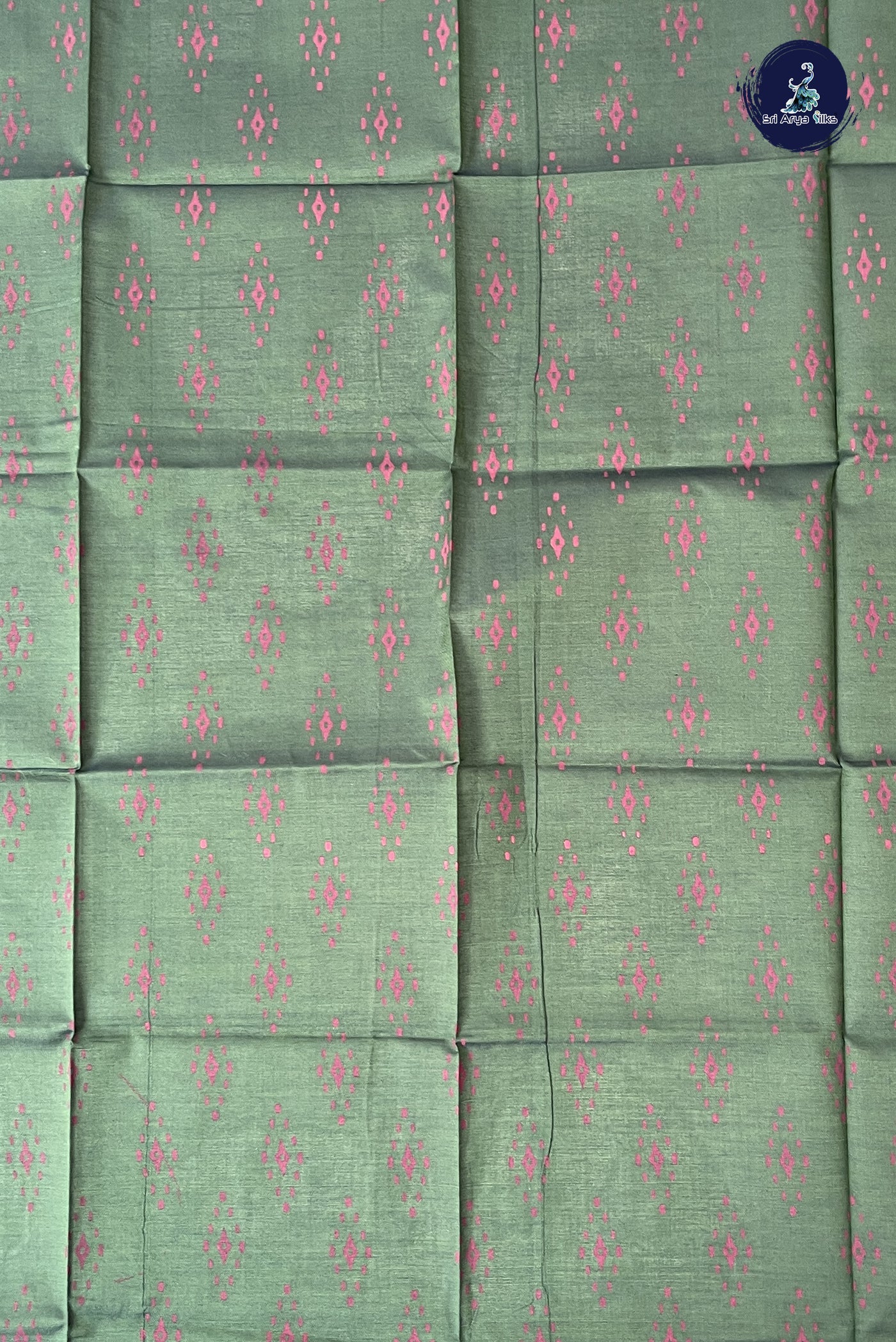 Candy Pink Semi Silk Cotton Saree With Printed Pattern