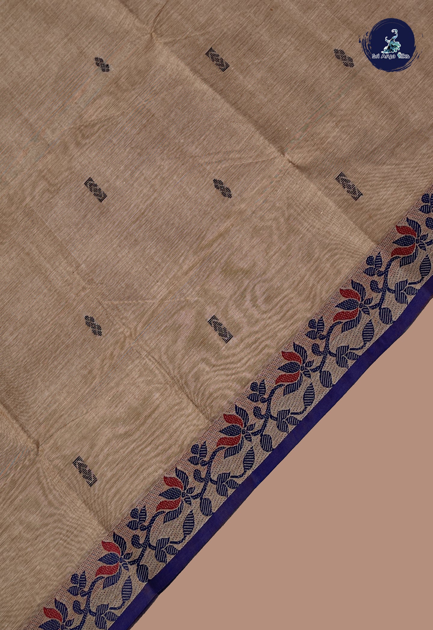 Biscuit Shade Chettinad Cotton Saree With Buttas Pattern