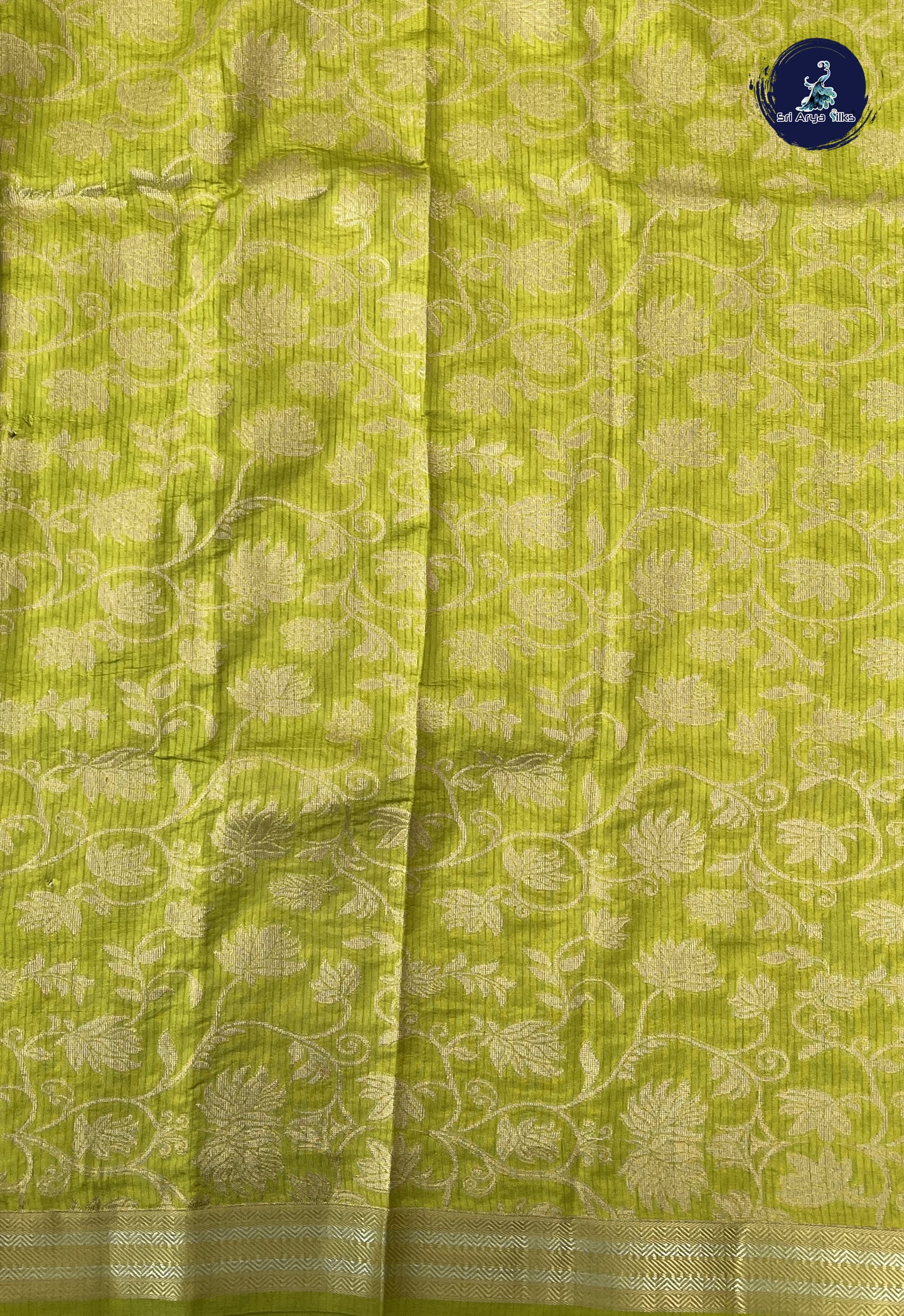Lime Green Semi Tussar Saree With Zari Buttas Pattern