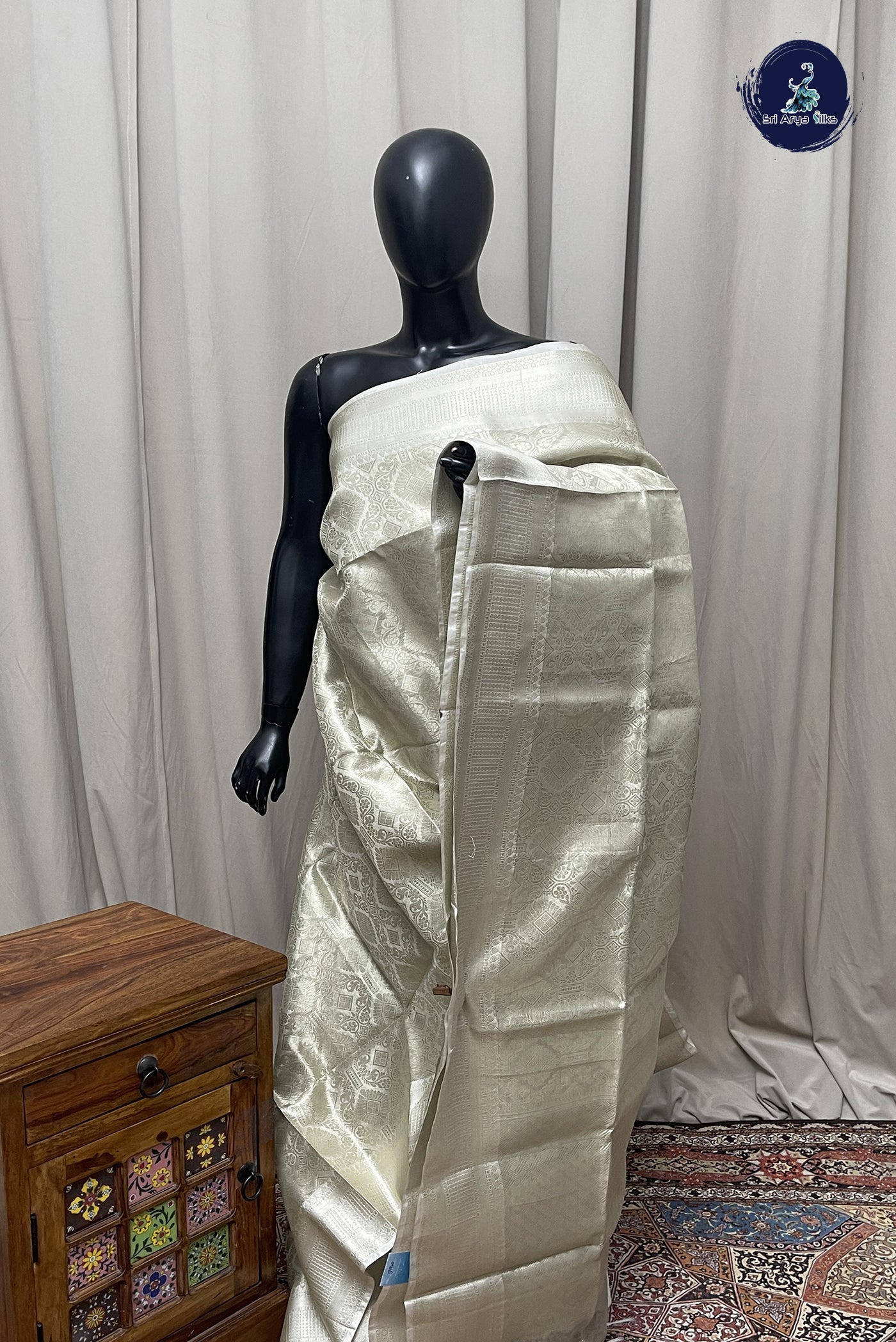 Fawn Tissue Banarasi Saree With Tissue Brocade Pattern