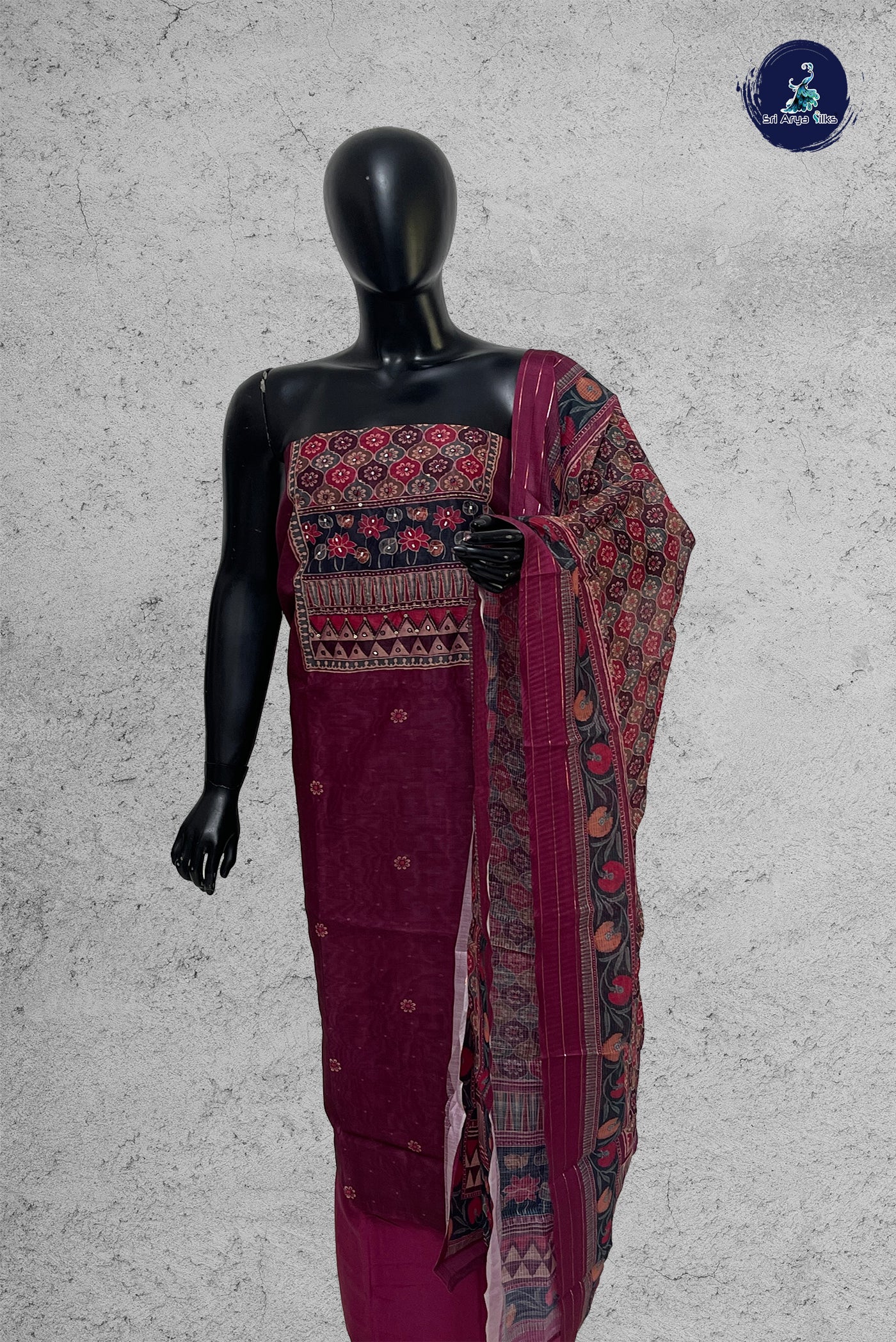 Pink Raw Silk Unstitched Salwar Suit