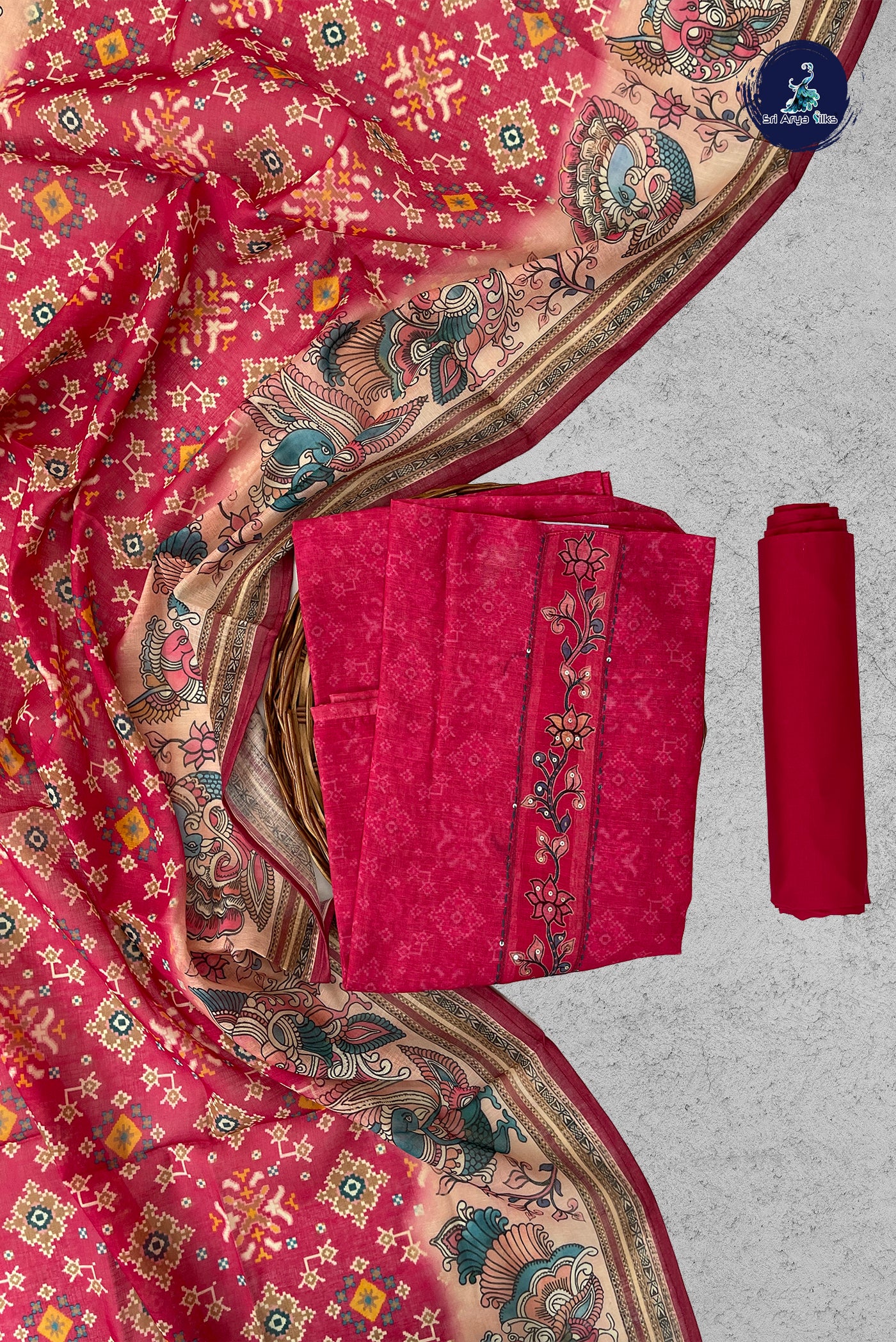 Pink Linen Cotton Unstitched Salwar Suit