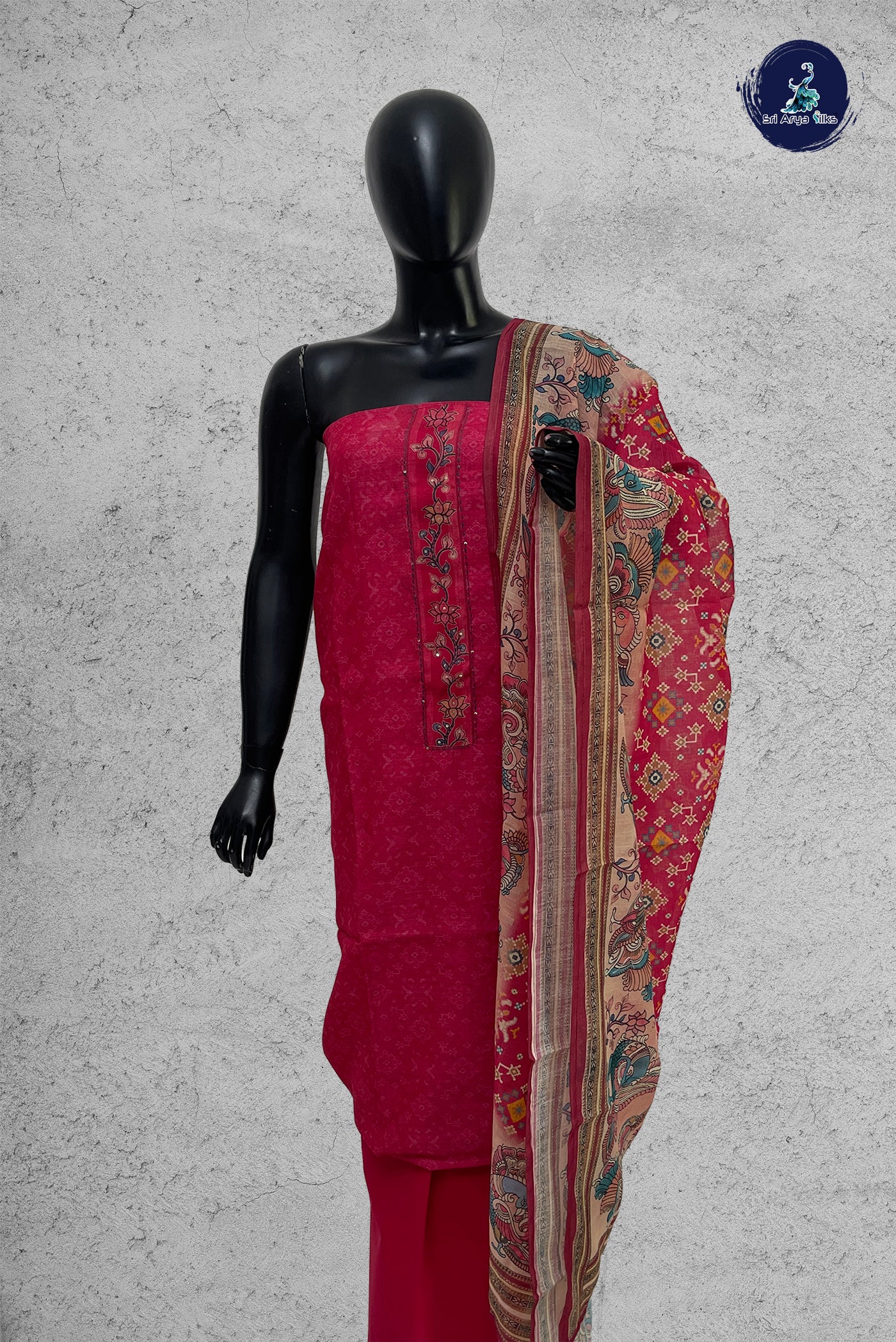 Pink Linen Cotton Unstitched Salwar Suit
