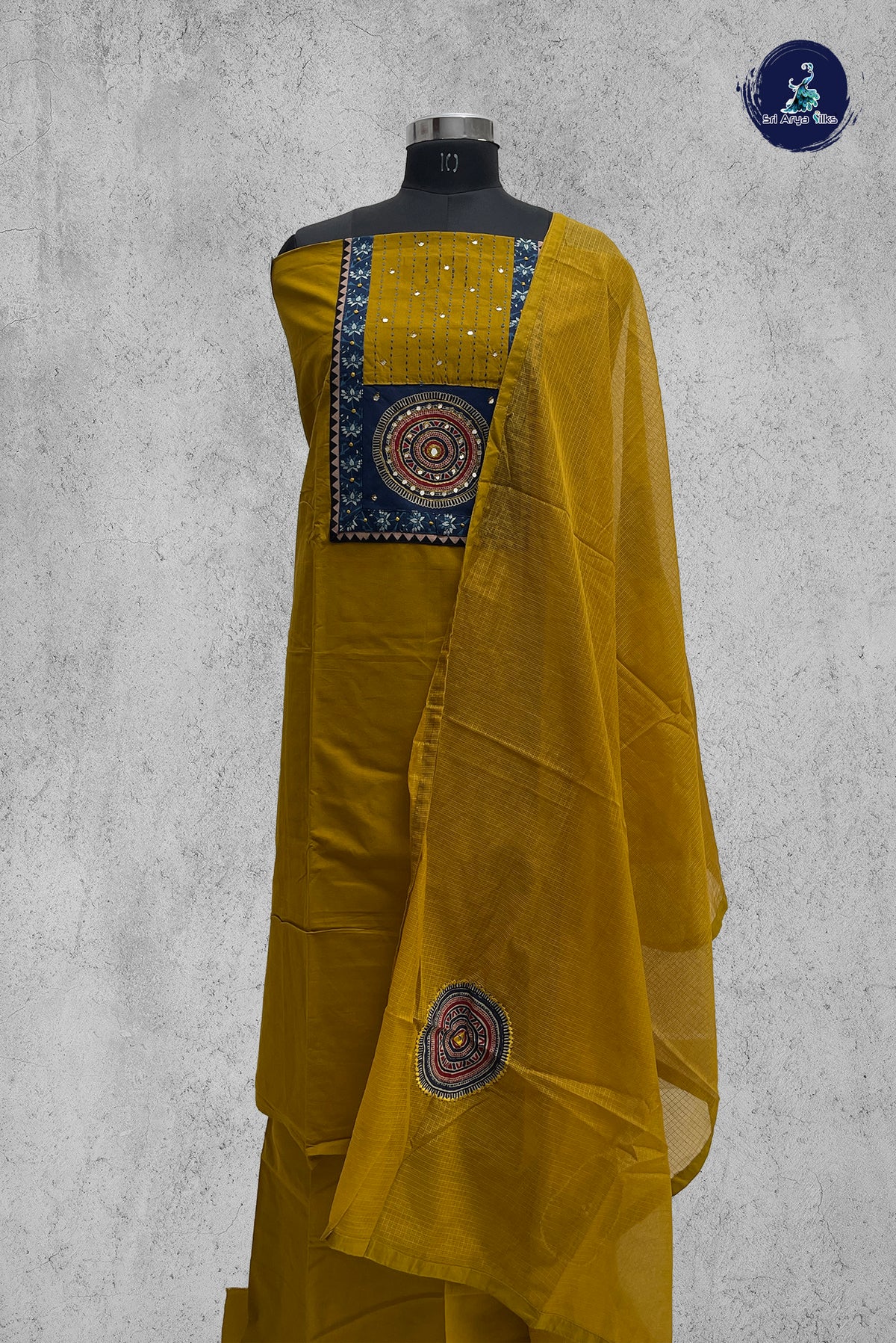 Mustard Cotton Unstitched Salwar Suit