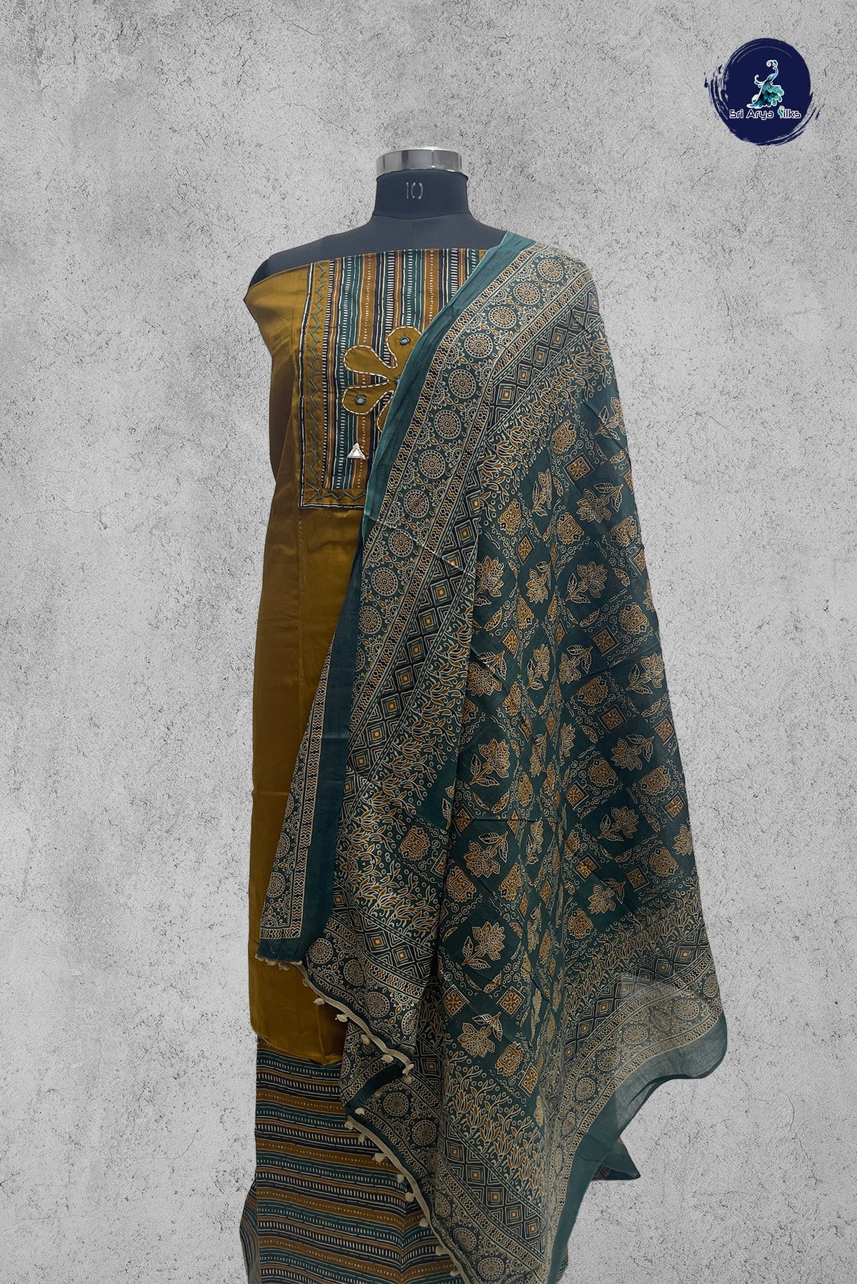 Golden Mustard Cotton Unstitched Salwar Suit
